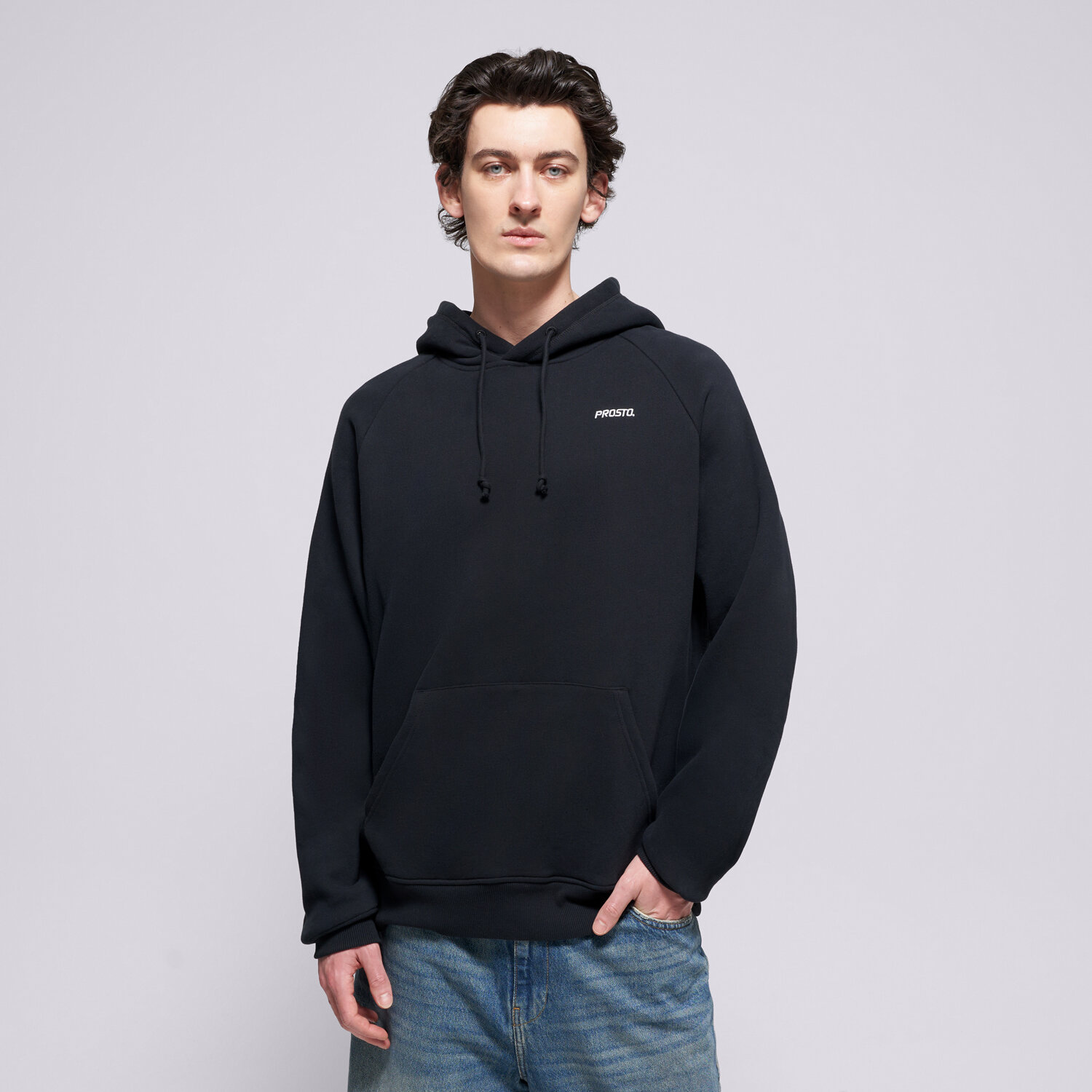 Bărbați bluză PROSTO BLUZĂ HANORAC HOODIE SKIZZLE WASHED BLACK KL252MSWE2181 Negru