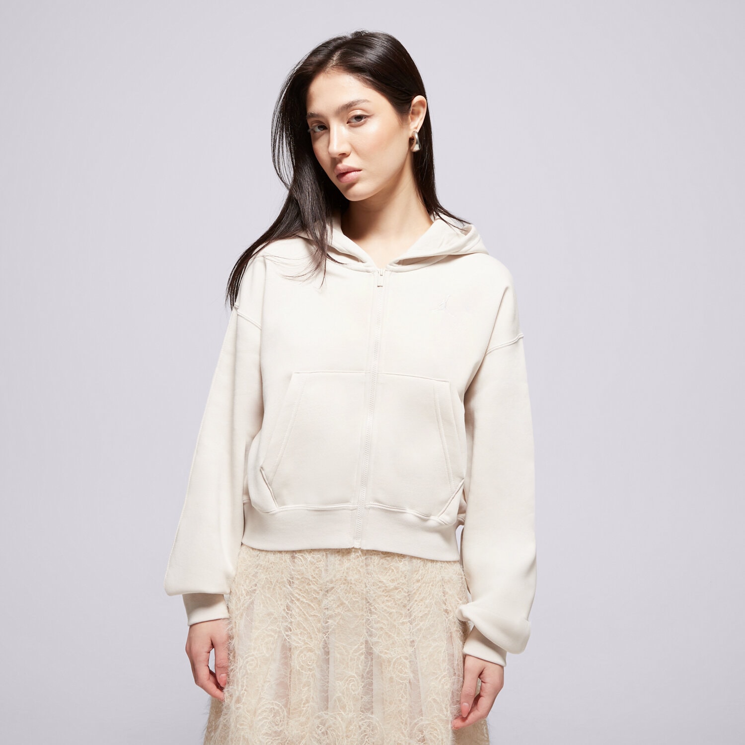 Femei bluză JORDAN BLUZĂ CU GLUGĂ W J BRK FLC FZ MOD CROP IH3351-104 Bej