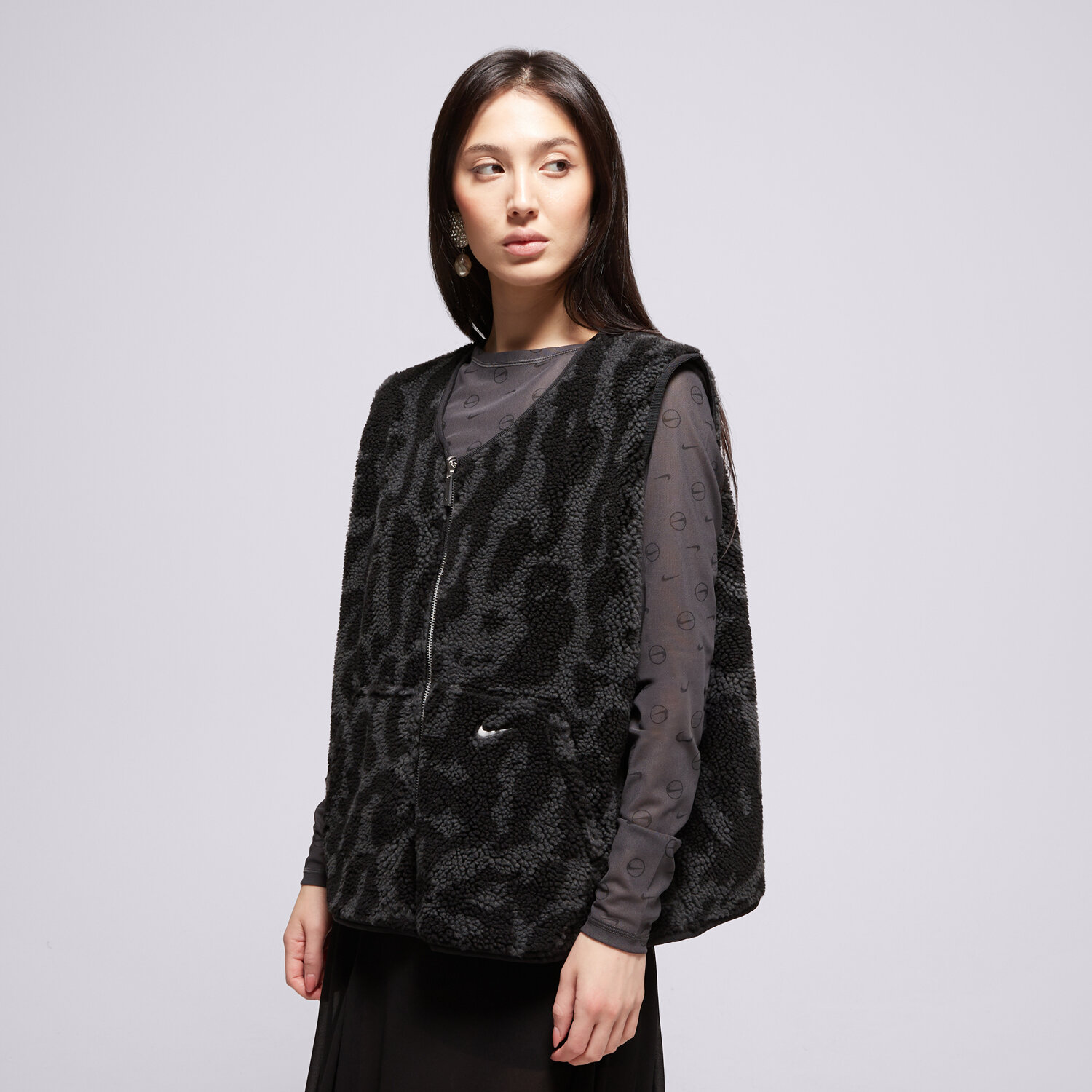 Femei veste NIKE VESTĂ W NSW STREET SHERPA VEST HV2073-010 Negru