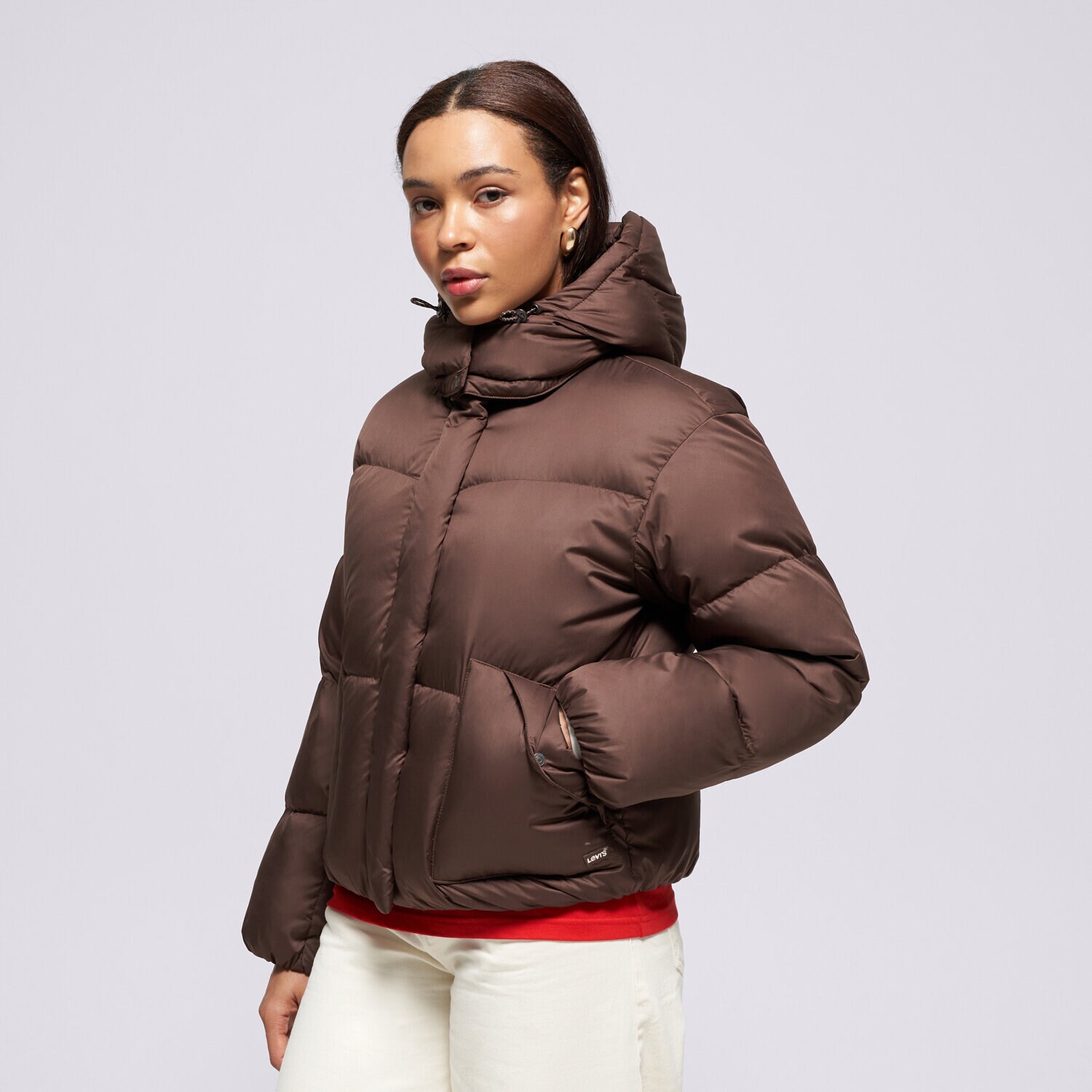 Femei geacă de iarnă LEVI'S JACHETĂ CU PUF WESTERN BUBBLE SHORTIE BROWNS 003MD-0006 Maro