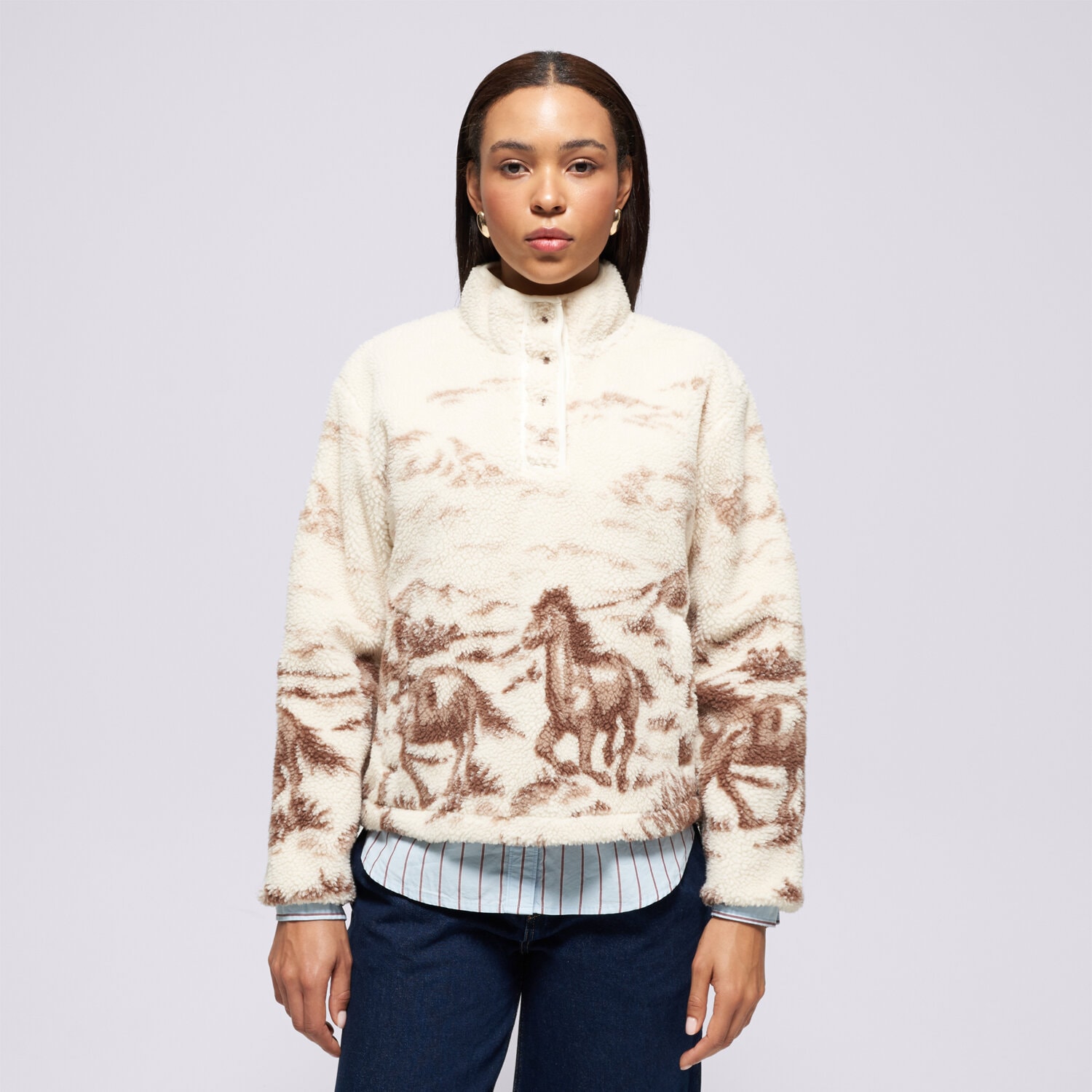 Femei bluză LEVI'S POLAR KASEY SHERPA PULLOVER OW NEUTRALS 003ZA-0000 Maro