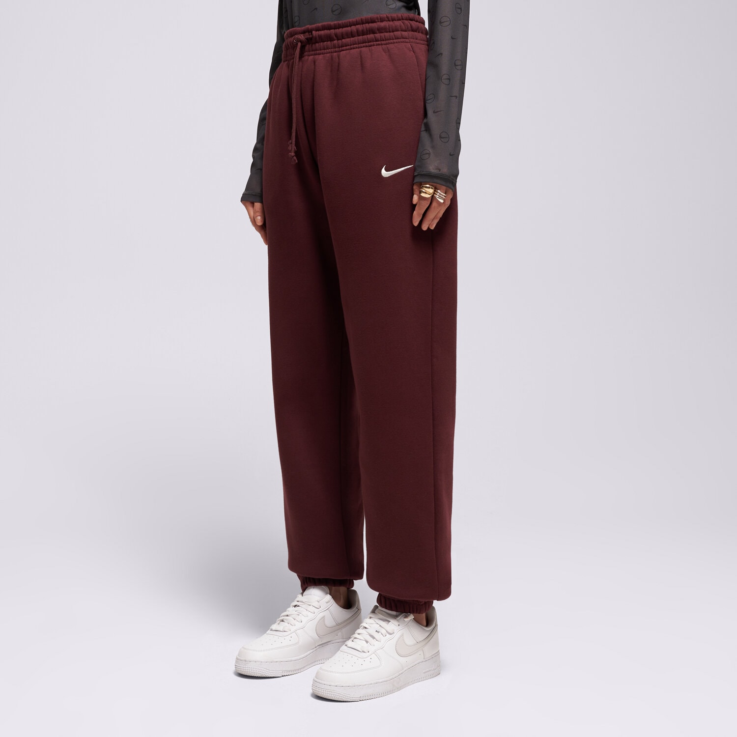 Femei pantaloni NIKE PANTALONI  W NSW PHNX FLC HR OS PANT 2 FZ5996-653 Bordo
