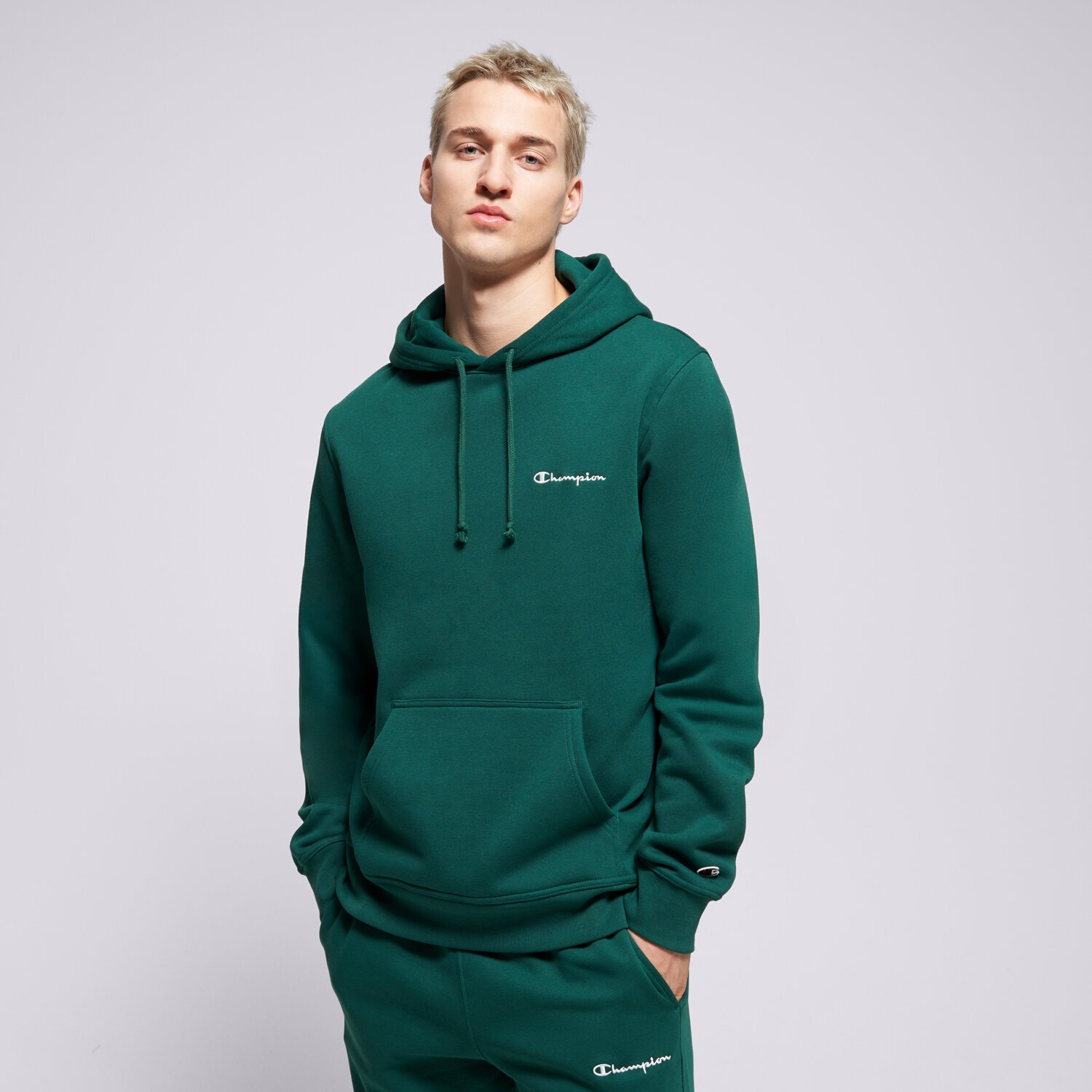 Bărbați bluză CHAMPION BLUZĂ CU GLUGĂ HOODED SWEATSHIRT 221790GS584 Verde