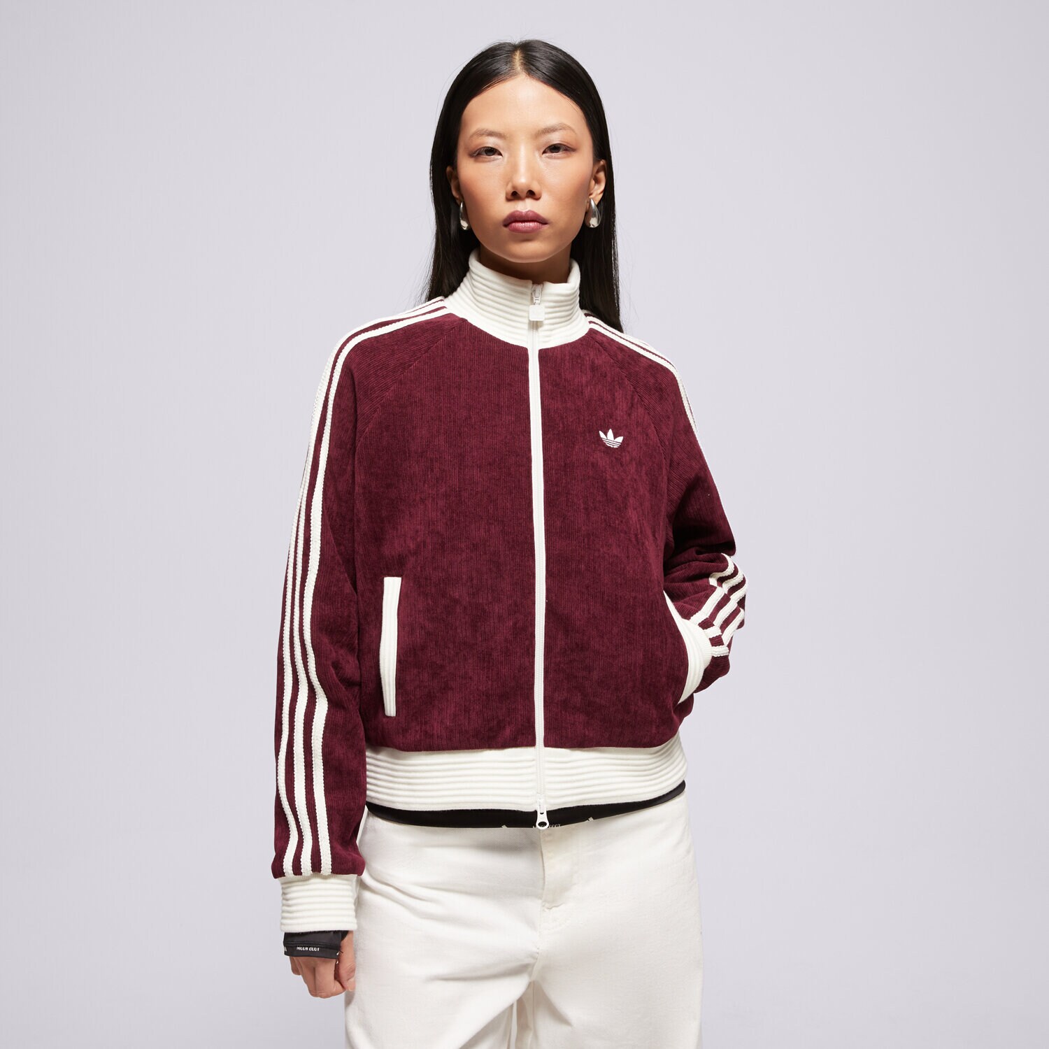 Femei bluză ADIDAS BLUZĂ VELOUR KNIT TRACK TOP KS0400 Bordo
