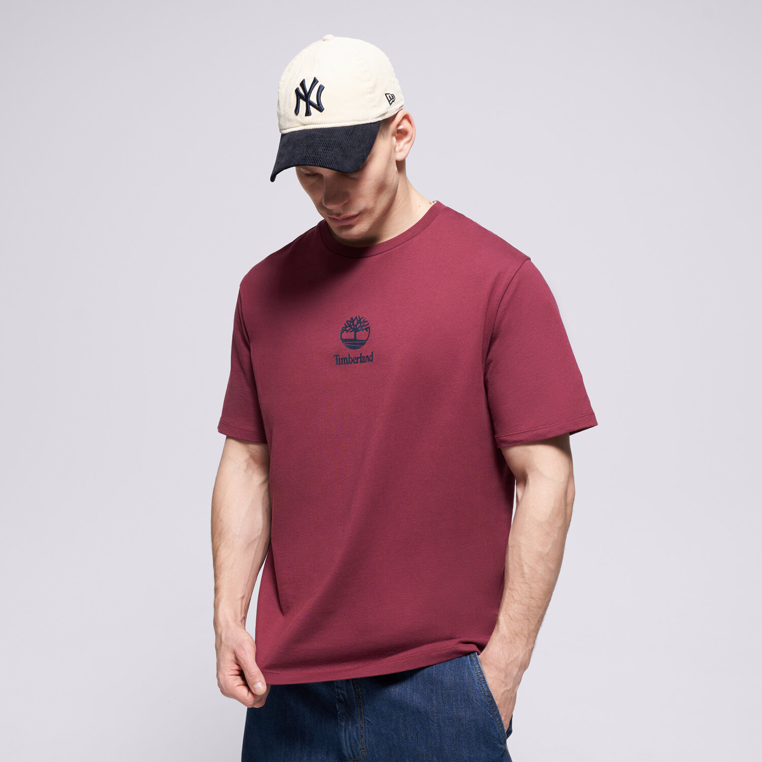 Bărbați tricou TIMBERLAND TRICOU NEW SMALL LOGO PRINT SS TEE BURGUNDY TB0A6WWT6481 Violet