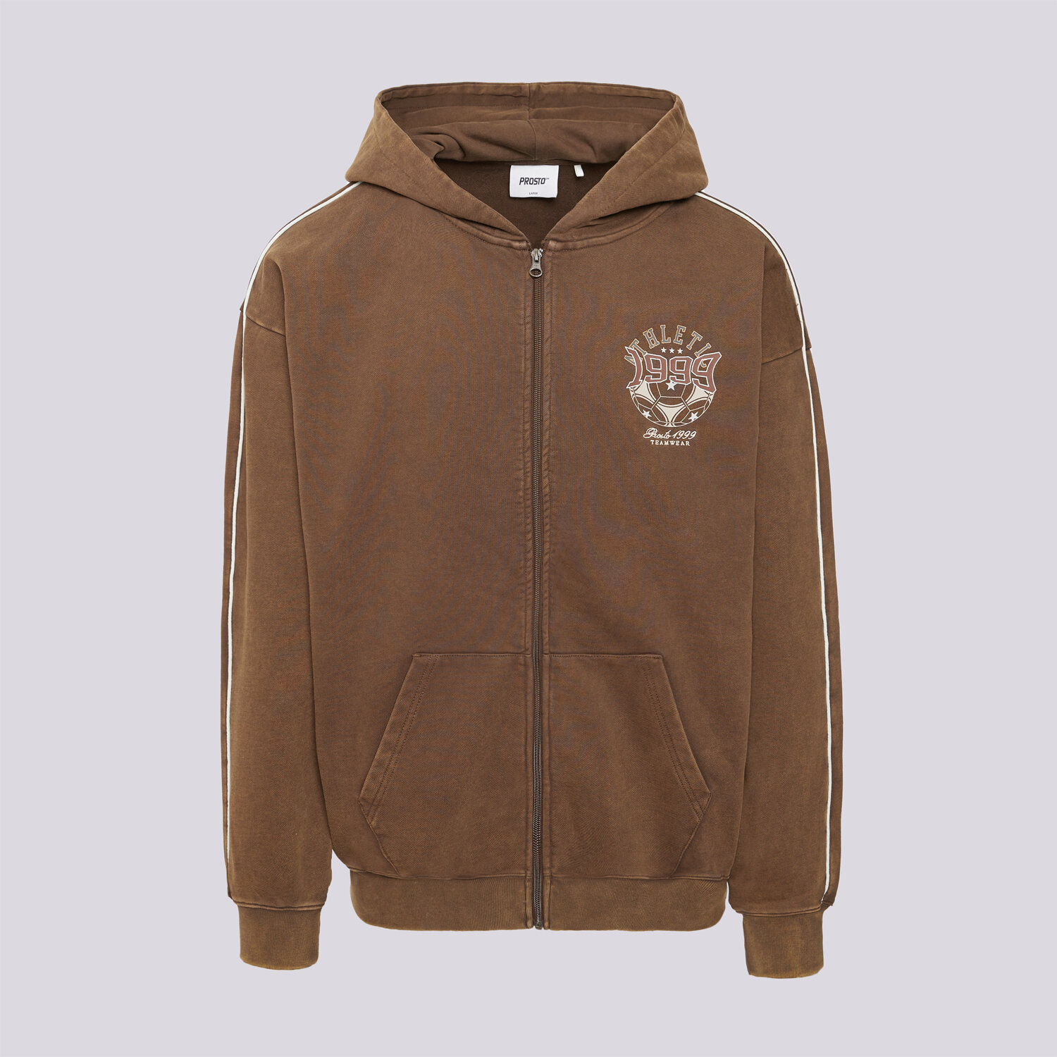 Bărbați bluză PROSTO BLUZĂ ZIP HOODIE ATHLETIC WASHED BROWN KL252MSWE2071 Maro