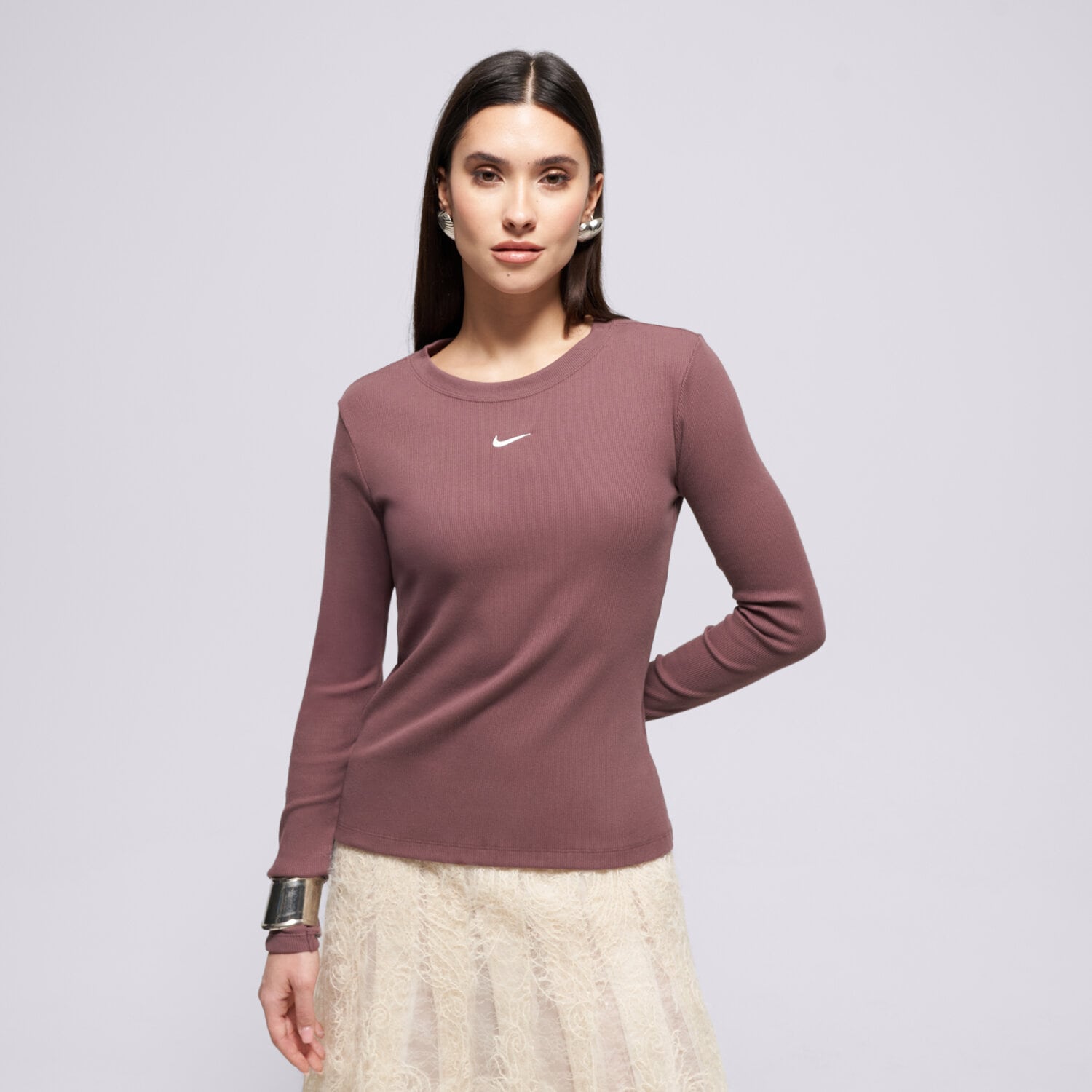 Femei tricou NIKE TRICOU LS TEE RIB TIGHT W NSW IH7691-502 Maro