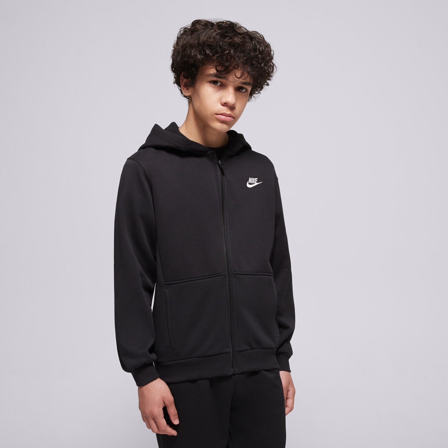 Copii bluză NIKE BLUZĂ HANORAC CLUB FT BOY FD3017-010 Negru