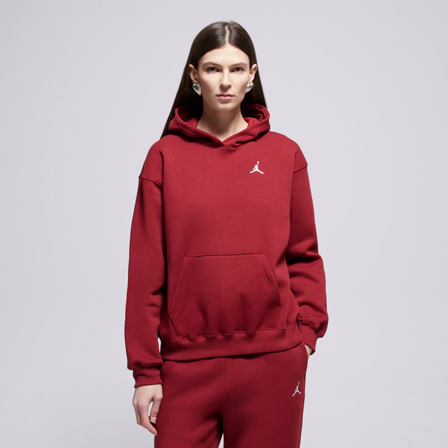 Femei bluză JORDAN BLUZĂ HANORAC BROOKLYN FLEECE FV7071-677 Bordo