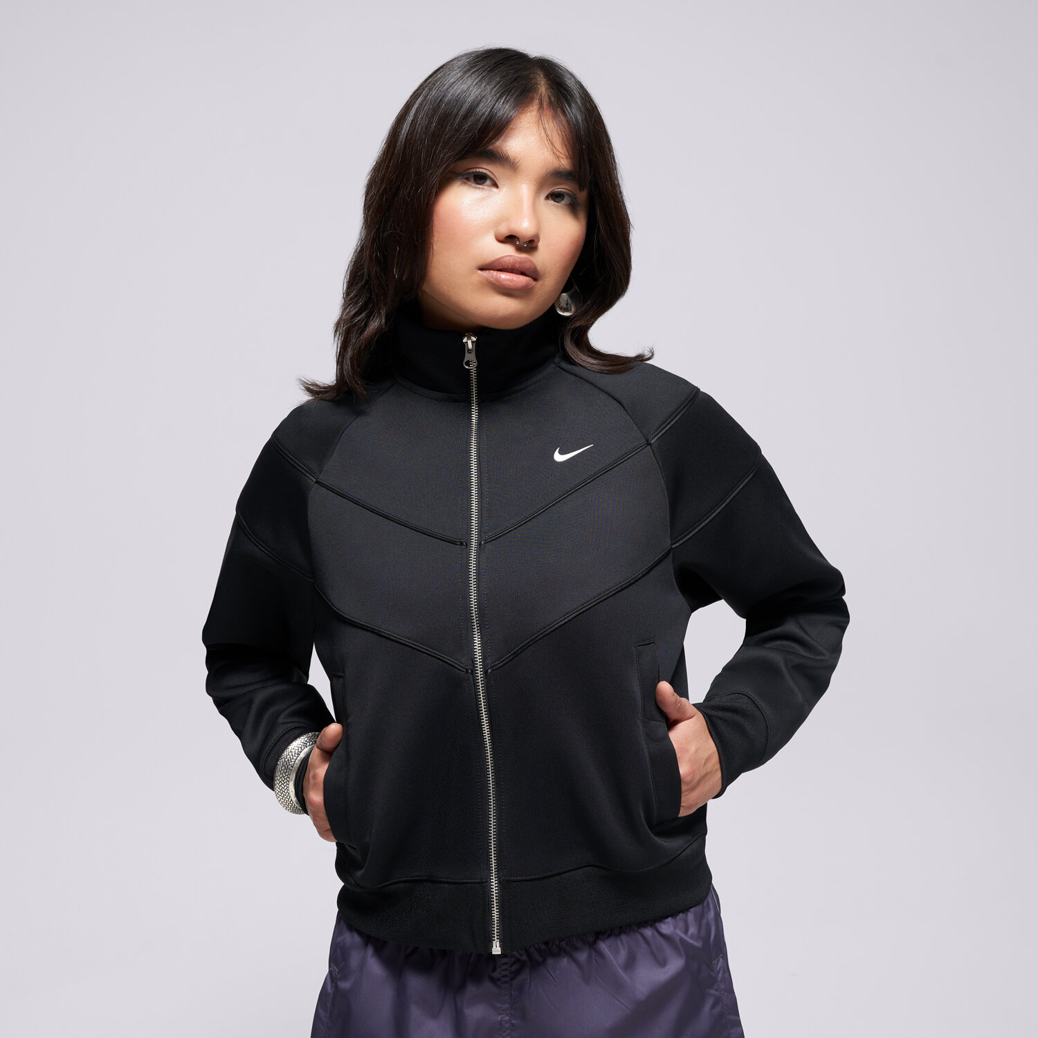 Femei bluză NIKE BLUZĂ W NSW NK WR POLY KNIT JKT HJ0975-010 Negru