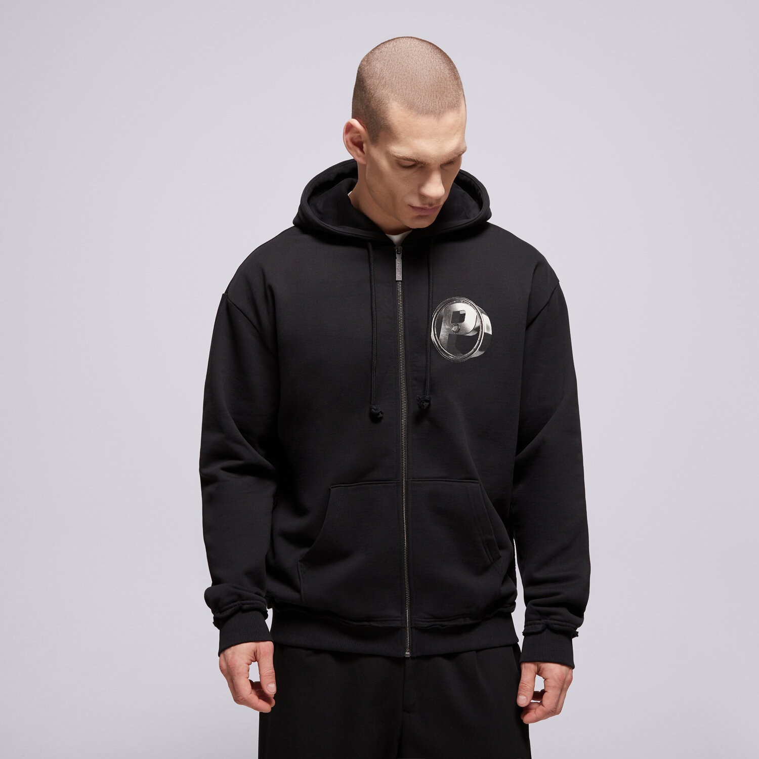 Bărbați bluză PROSTO BLUZĂ CU GLUGĂ ZIP HOODIE P RIM BLACK KL261MSWE2122 Negru