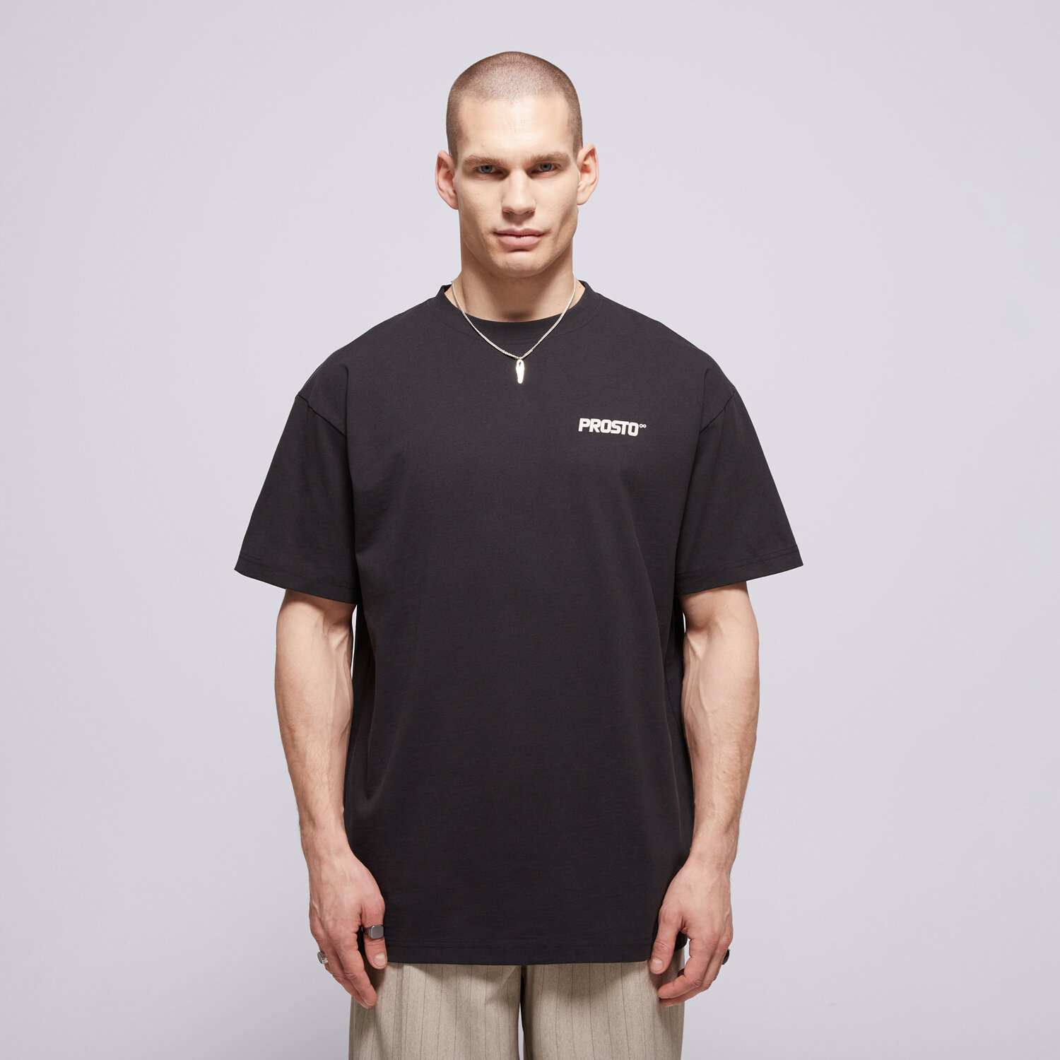 Bărbați tricou PROSTO TRICOU WEAR THE STREET BLACK KL261MTEE1182 Negru