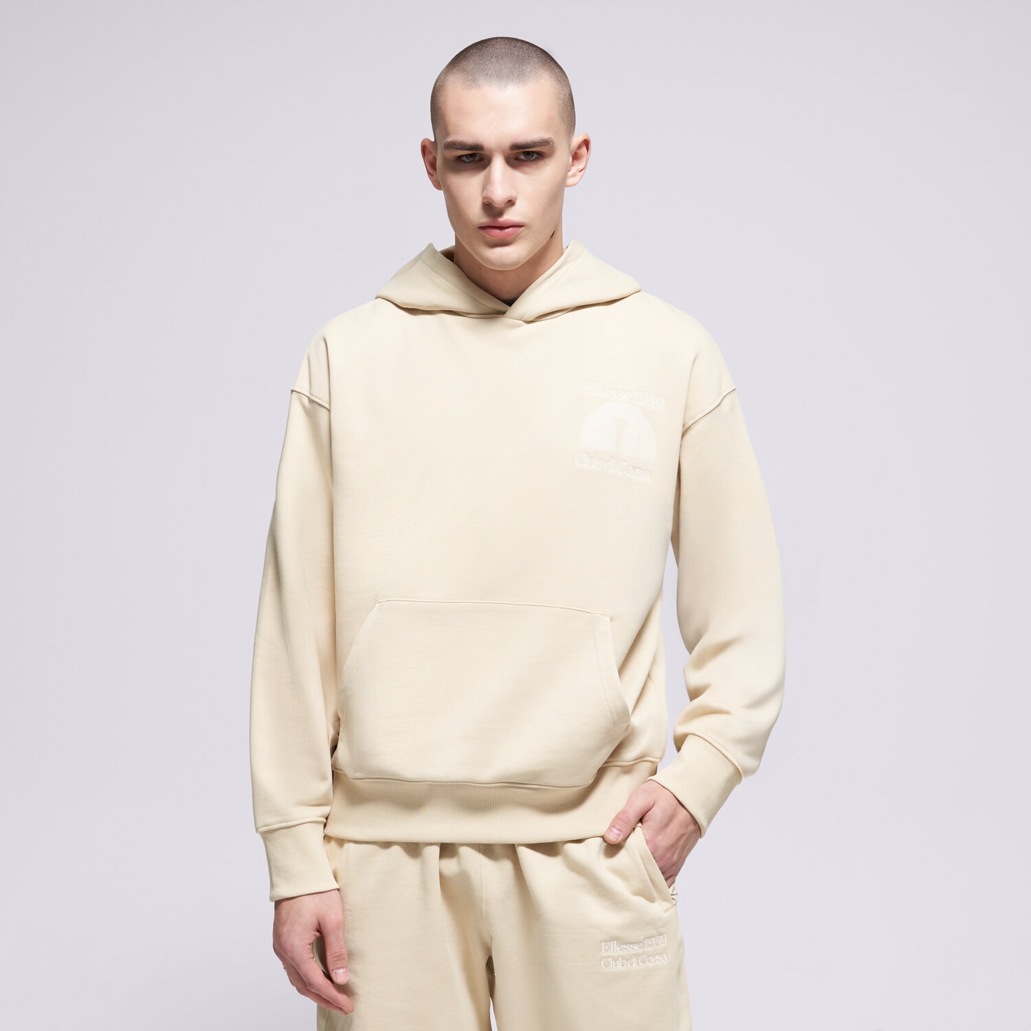 Bărbați bluză ELLESSE BLUZĂ HANORAC CLUB DI CORSA HOODIE SHB23148129 Bej