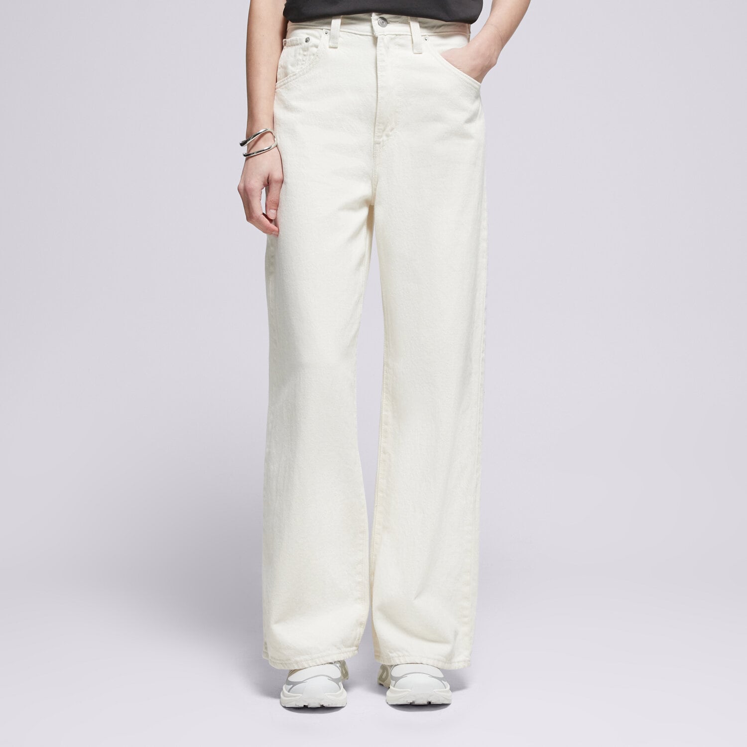 Femei pantaloni LEVI'S PANTALONI  CINCH BAGGY WORN IN 001UP-0028 Alb