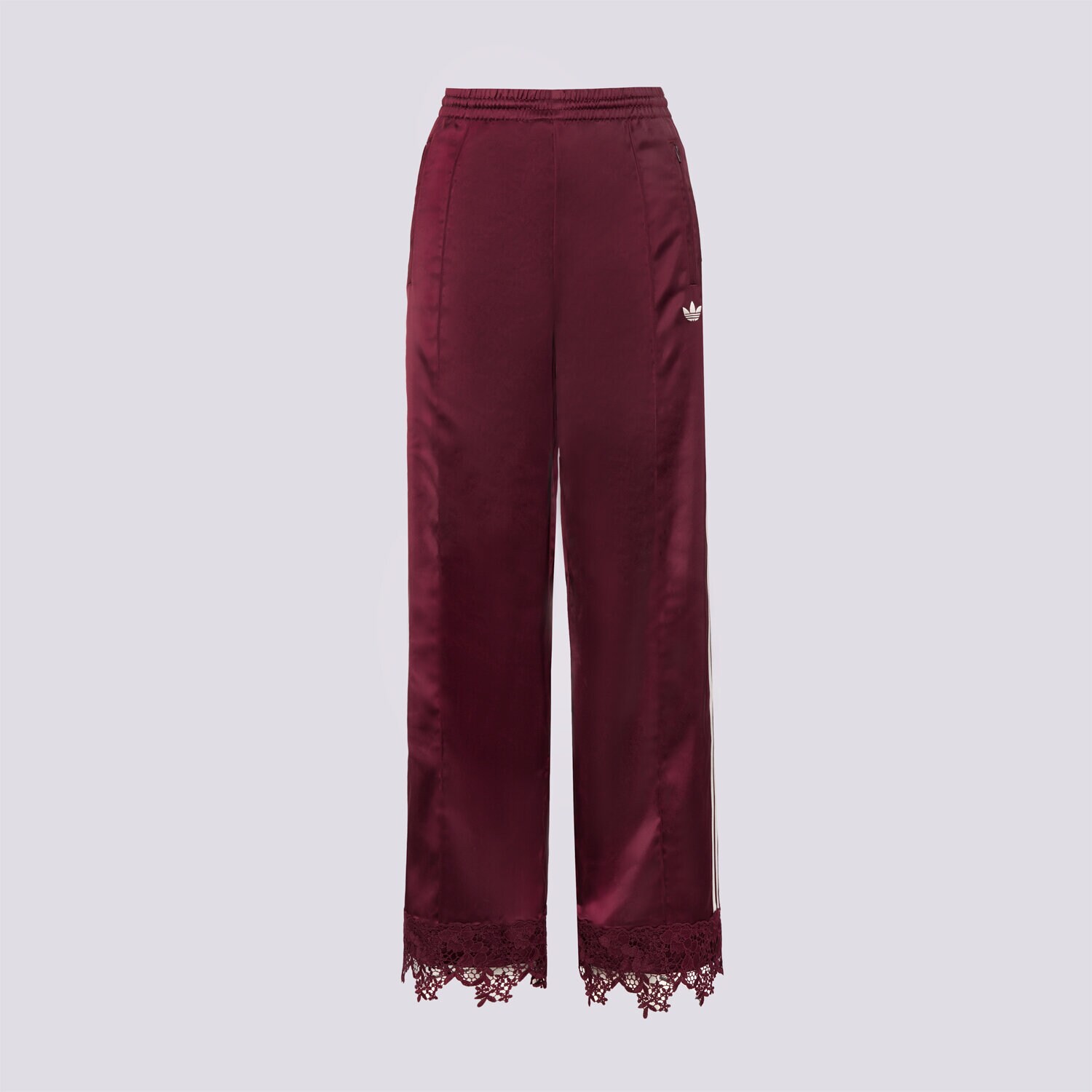 Femei pantaloni ADIDAS PANTALONI  SATIN LACE TRACK PANTS LOOSE FIREBIRD LD1807 Bordo