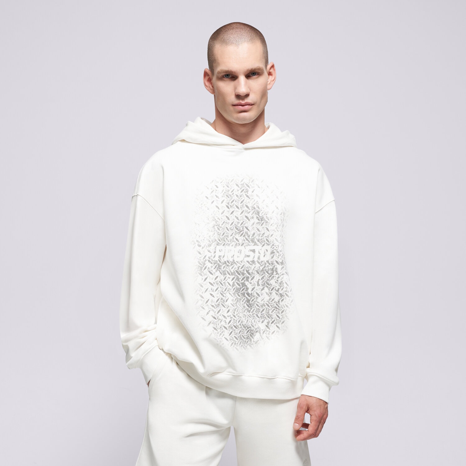 Bărbați bluză PROSTO BLUZĂ HANORAC HOODIE GRADE WHITE KL261MSWE2221 Alb