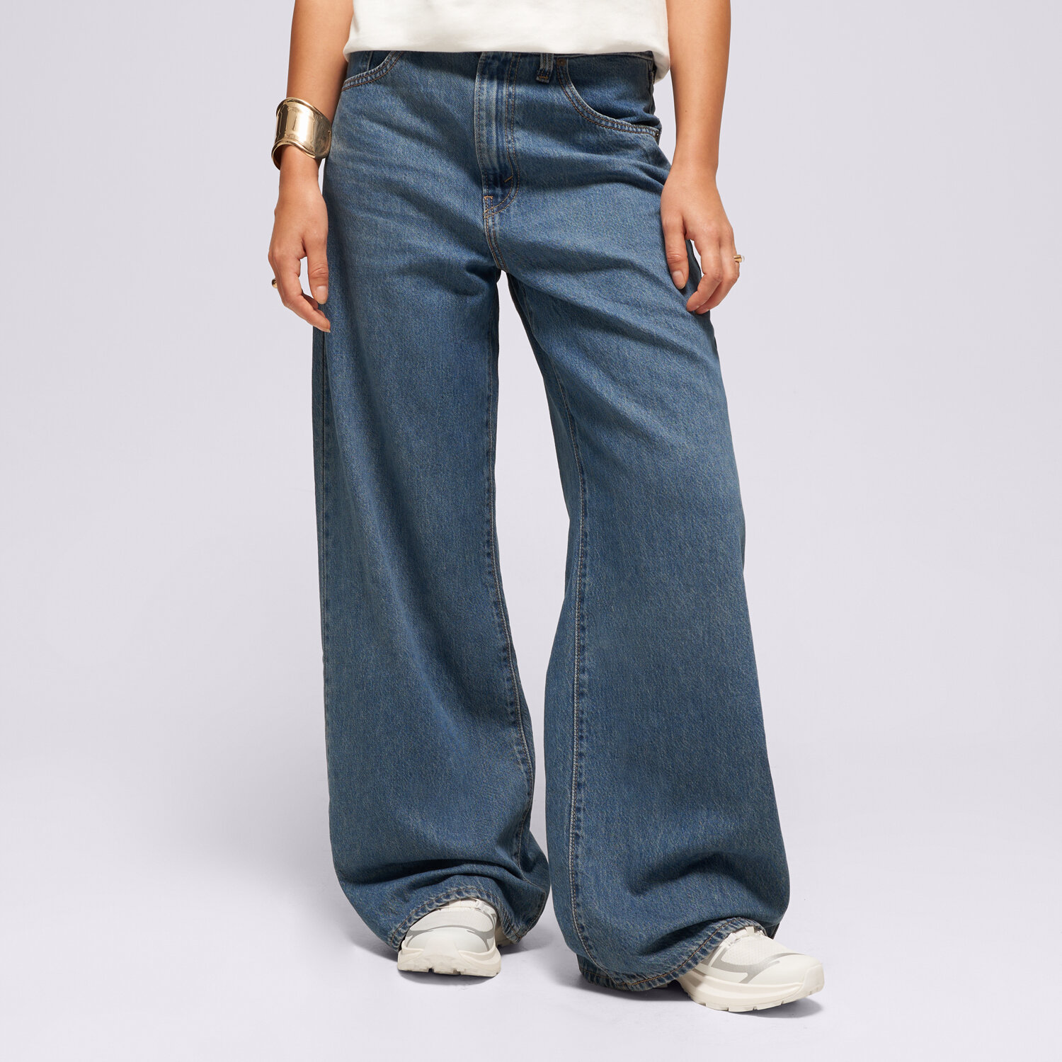 Femei pantaloni LEVI'S PANTALONI  CINCH BAGGY 001UP-0002 Albastru