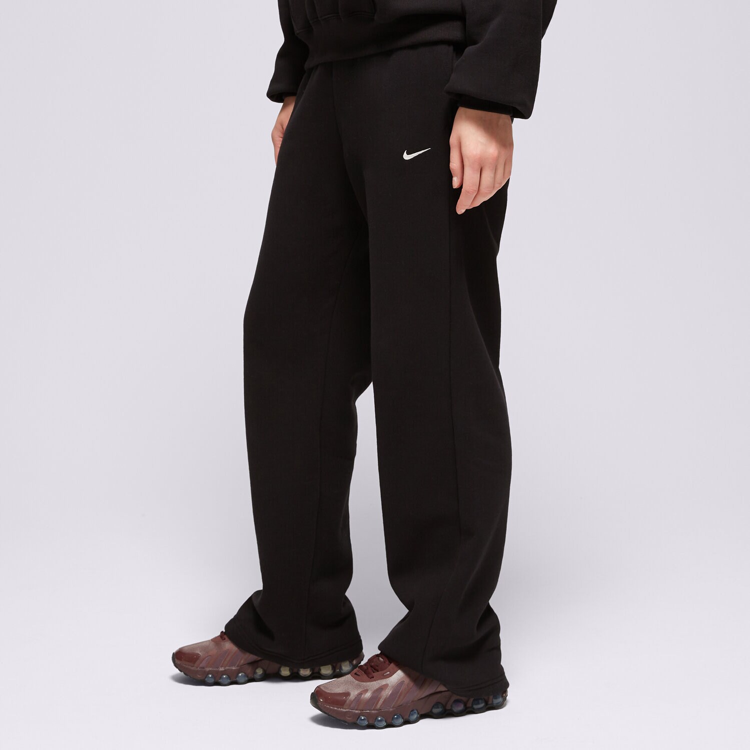 Femei pantaloni NIKE PANTALONI  W NK STUDIO FLC MW MR OH IM8078-001 Negru