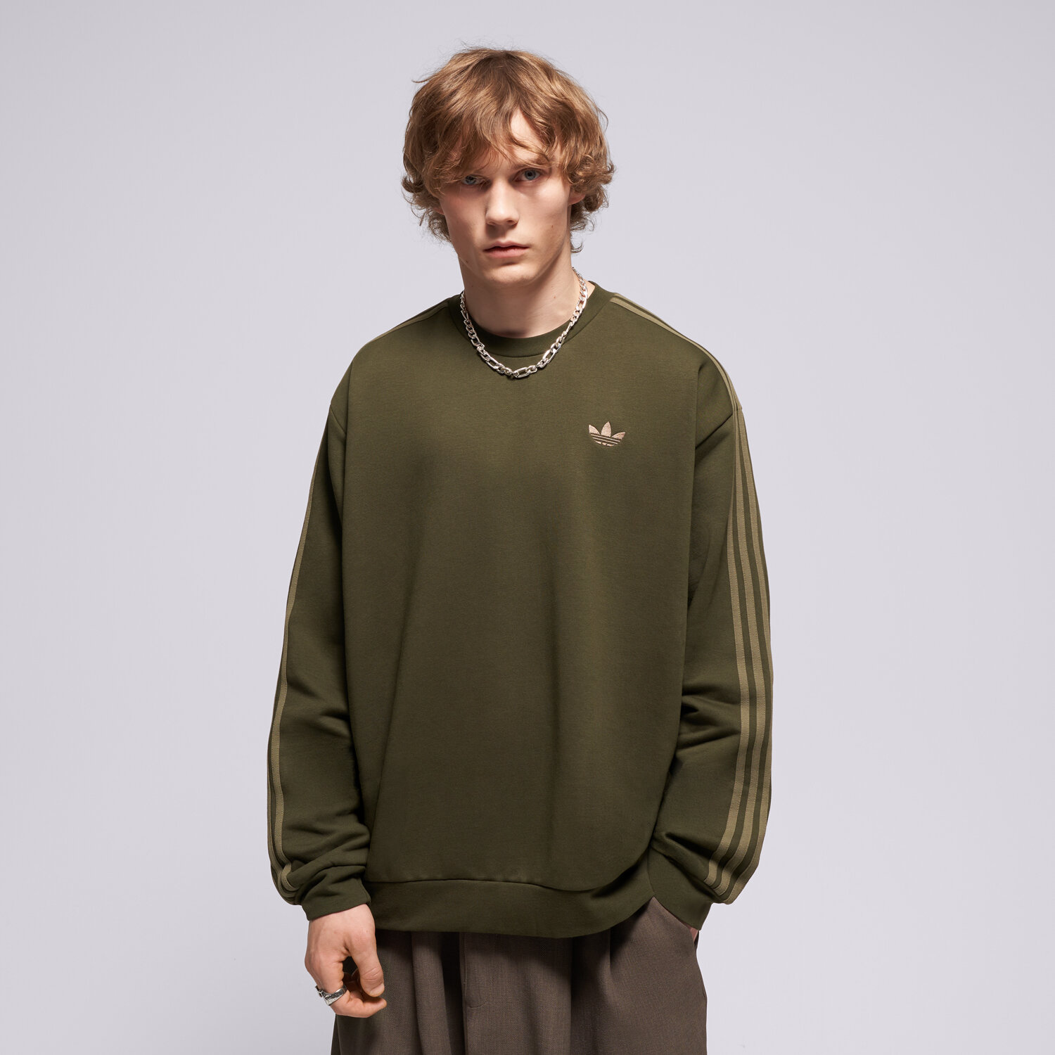 Bărbați bluză ADIDAS BLUZĂ 3S CREW KS7515 Kaki