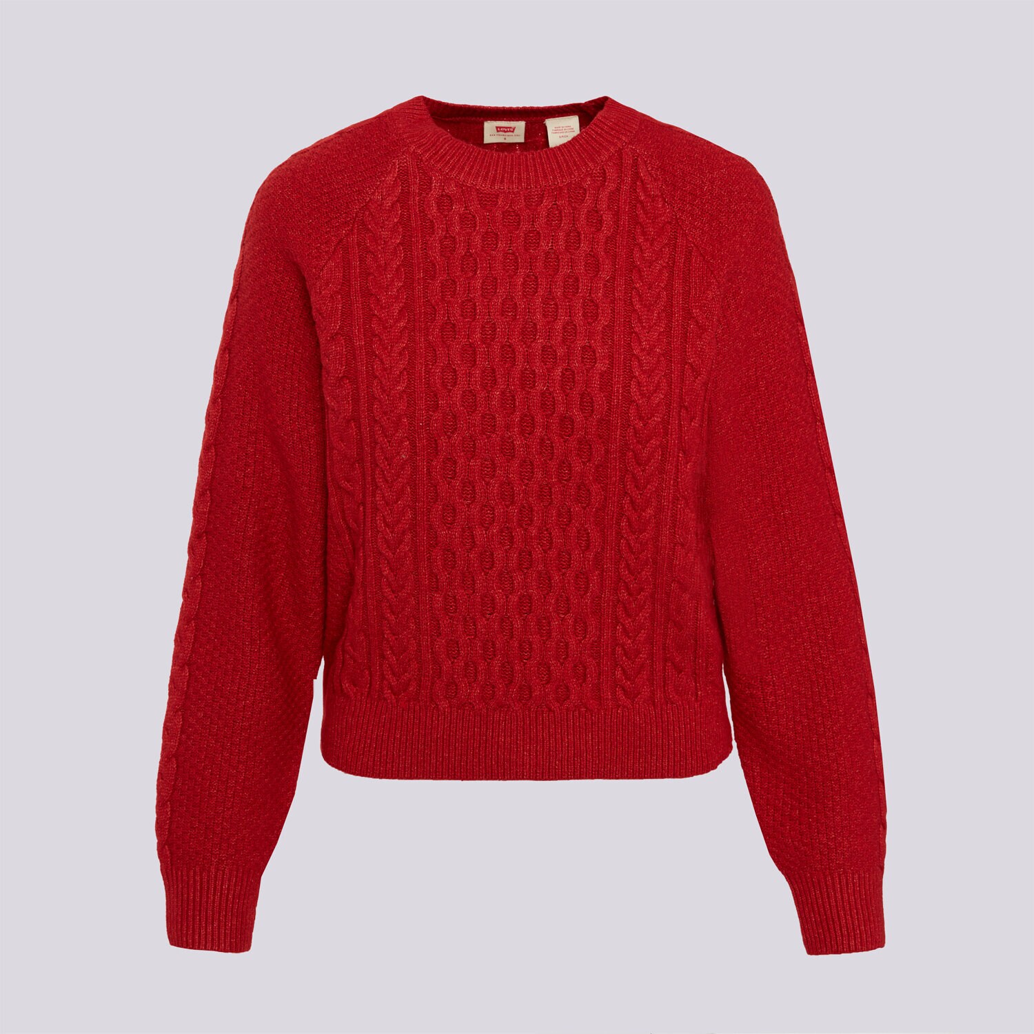 Femei tricou LEVI'S PULOVĂR JOLIE CABLE CREWNECK SWEATER 007V4-0005 Roșu