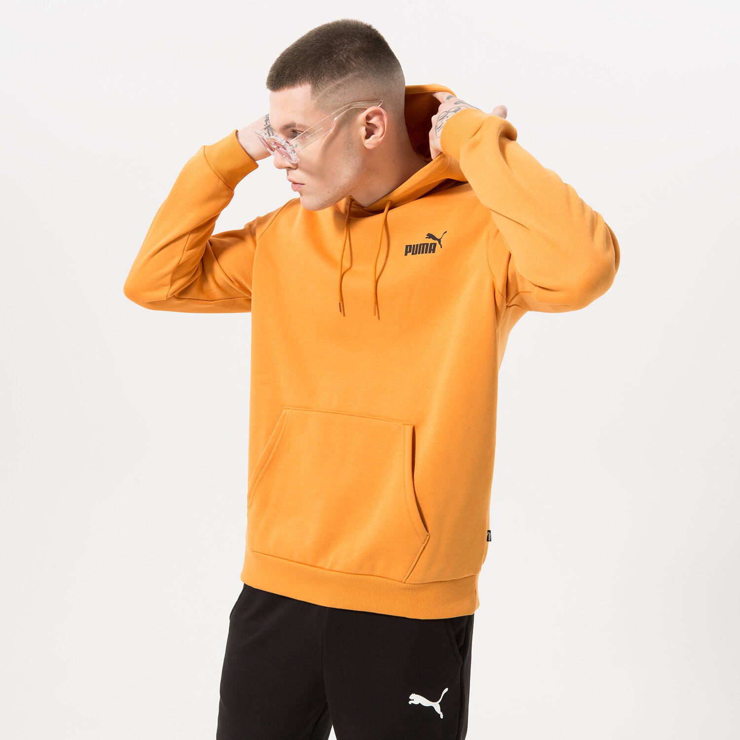Bărbați bluză PUMA BLUZĂ CU GLUGĂ ESS SMALL LOGO FL (S) 58669127 Portocaliu