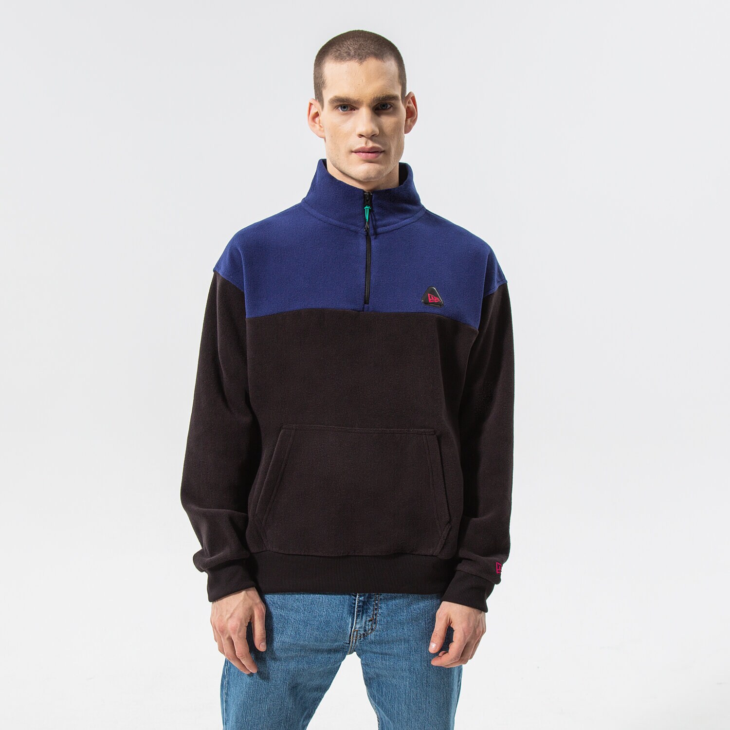 Bărbați bluză NEW ERA POLAR NEW ERA COLOURBLOCK QUARTER ZIP 12893059 Negru