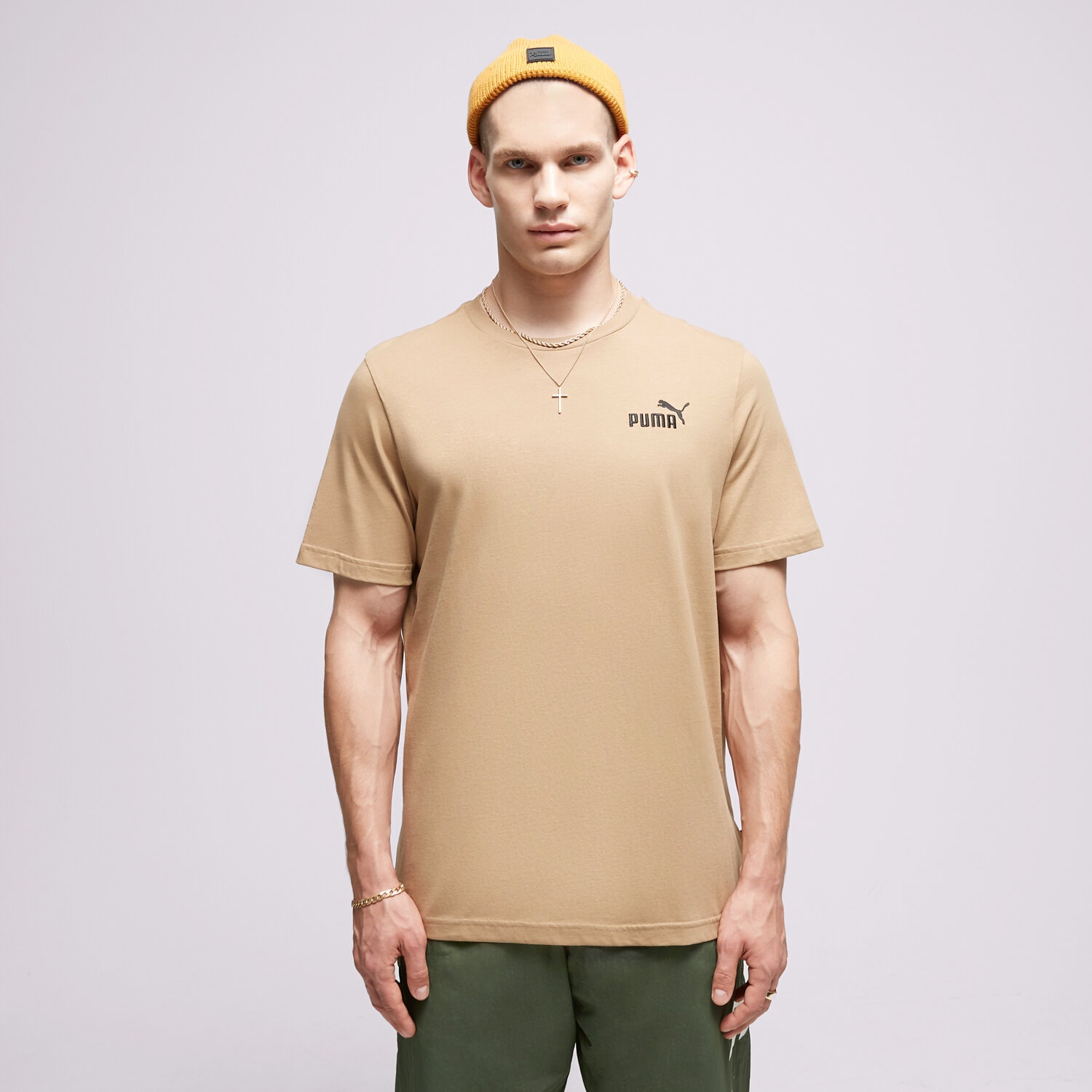 Bărbați tricou PUMA TRICOU ESS ELEVATED EMBROIDERED 67597385 Bej