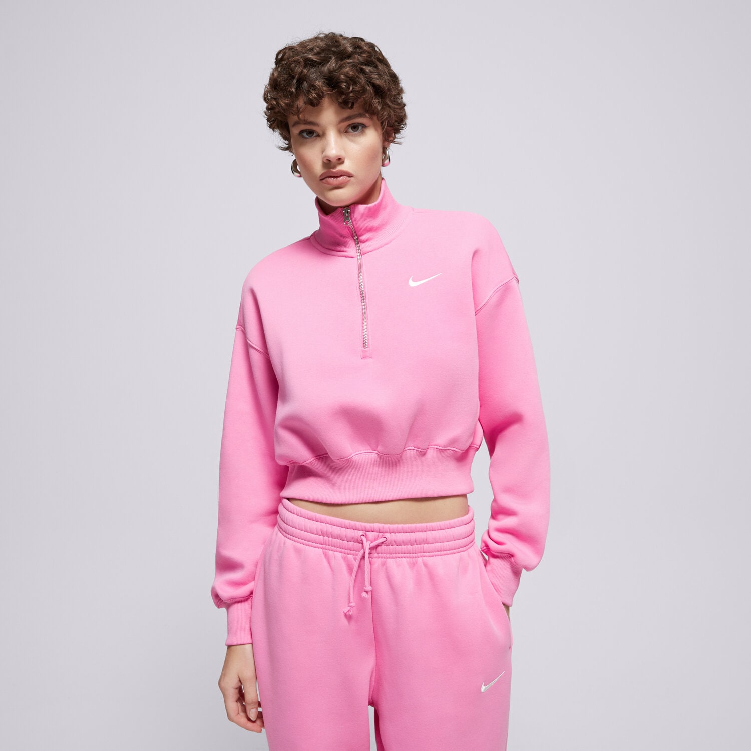 Femei bluză NIKE BLUZĂ W NSW PHNX FLC QZ CROP DQ5767-675 Roz