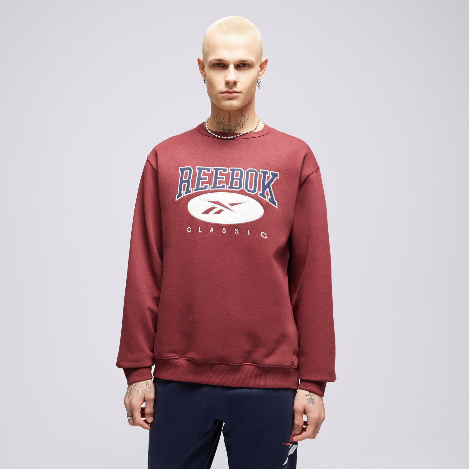 Bărbați bluză REEBOK BLUZĂ CL AE CREW 100071344 Bordo