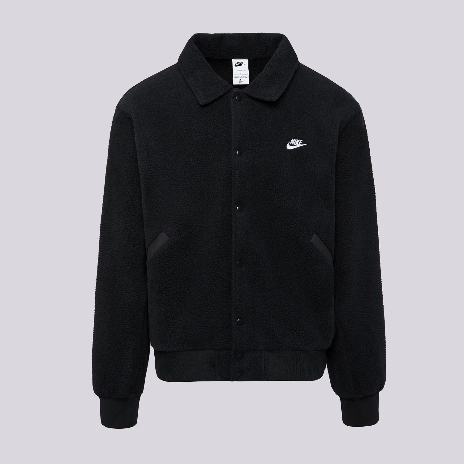 Bărbați bluză NIKE POLAR M NK CLUB SHERPA COACHES JKT HV1429-010 Negru