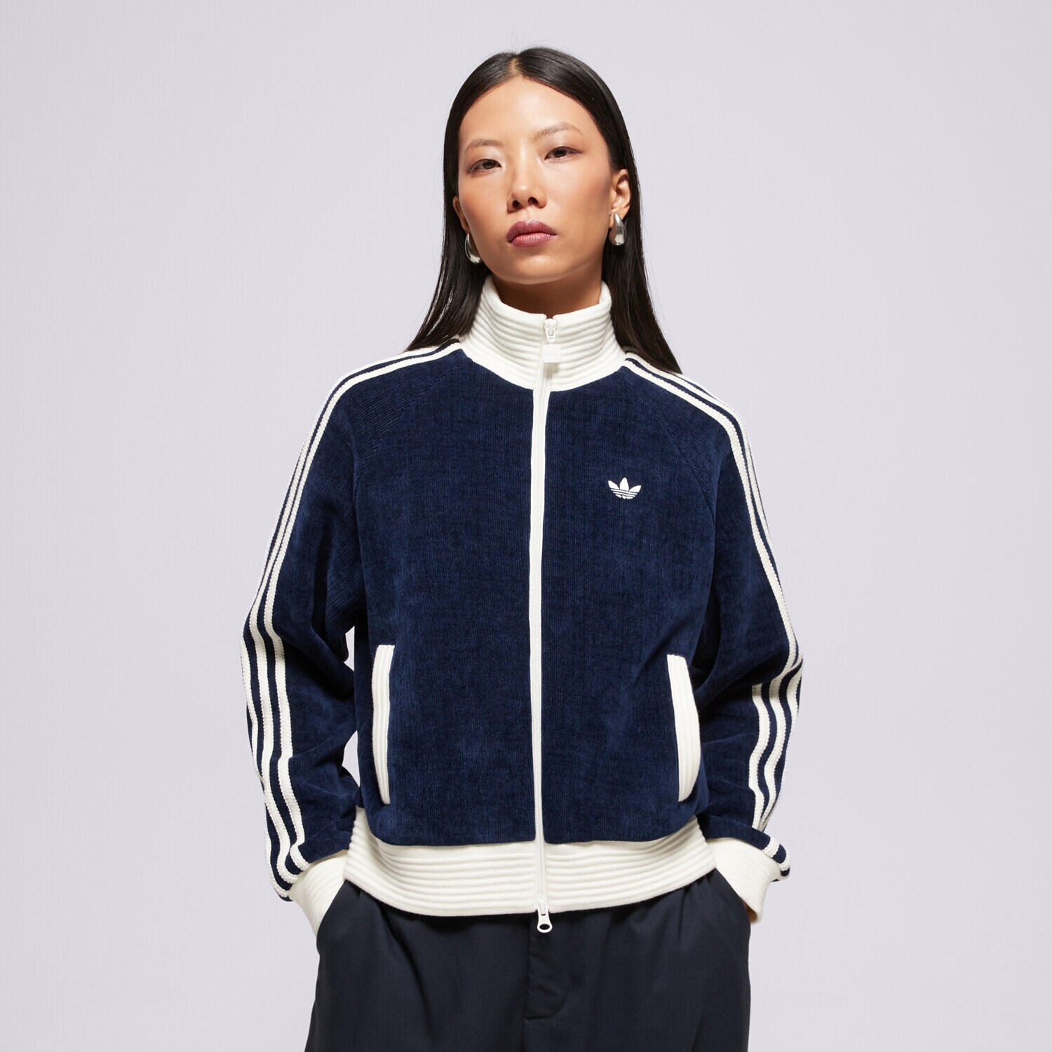 Femei bluză ADIDAS BLUZĂ VELOUR KNIT TRACK TOP KS7779 Bleumarin