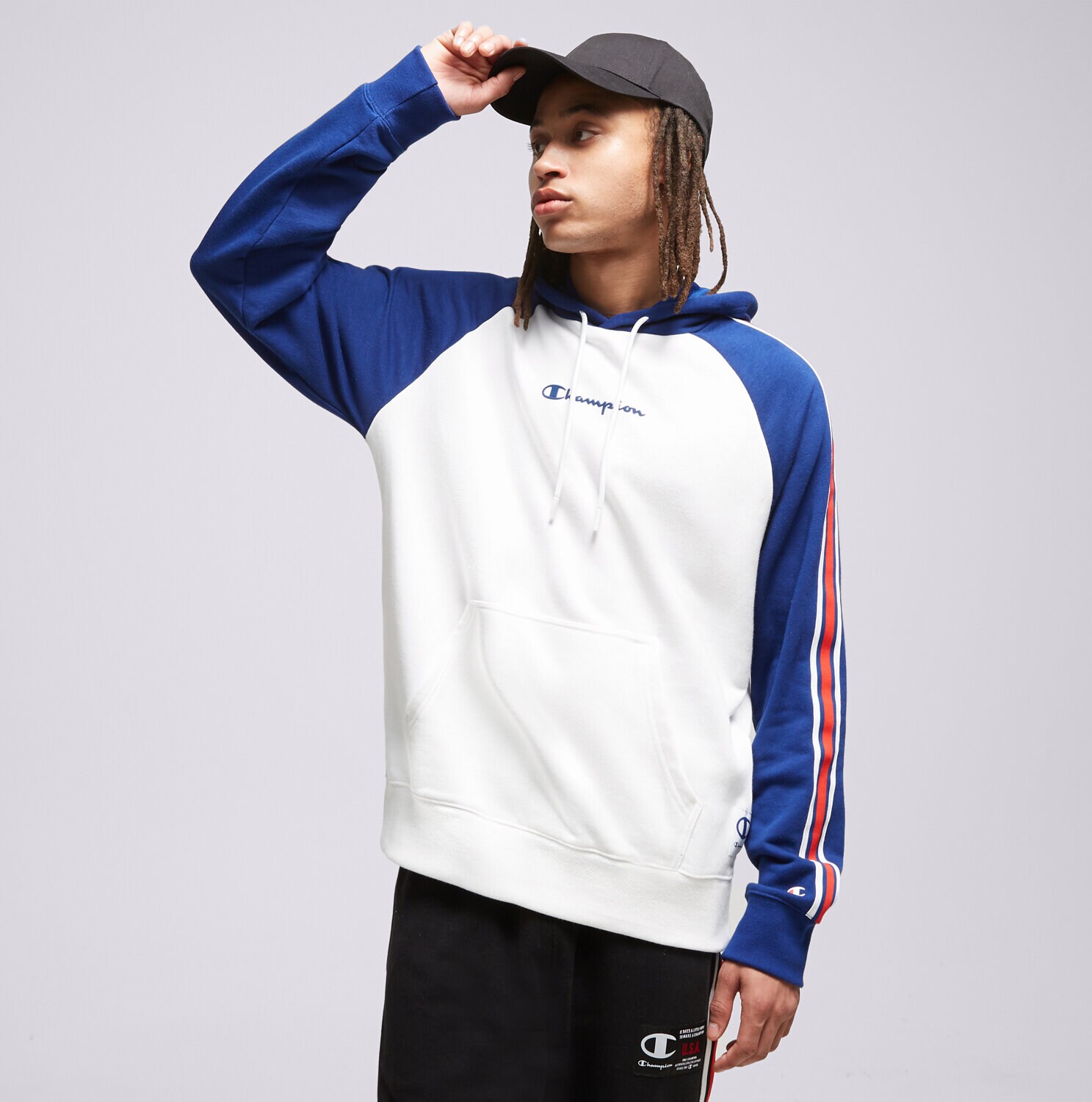 Bărbați bluză CHAMPION BLUZĂ CU GLUGĂ HOODED SWEATSHIRT 218765WW001 Alb