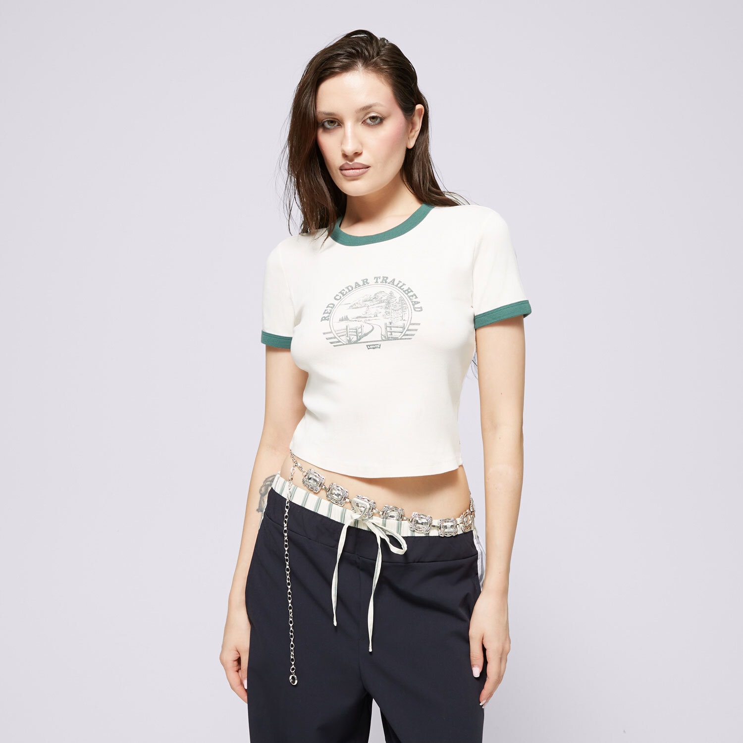 Femei tricou LEVI'S TRICOU GRAPHIC MINI RINGER NEUTRALS A3523-0088 Alb