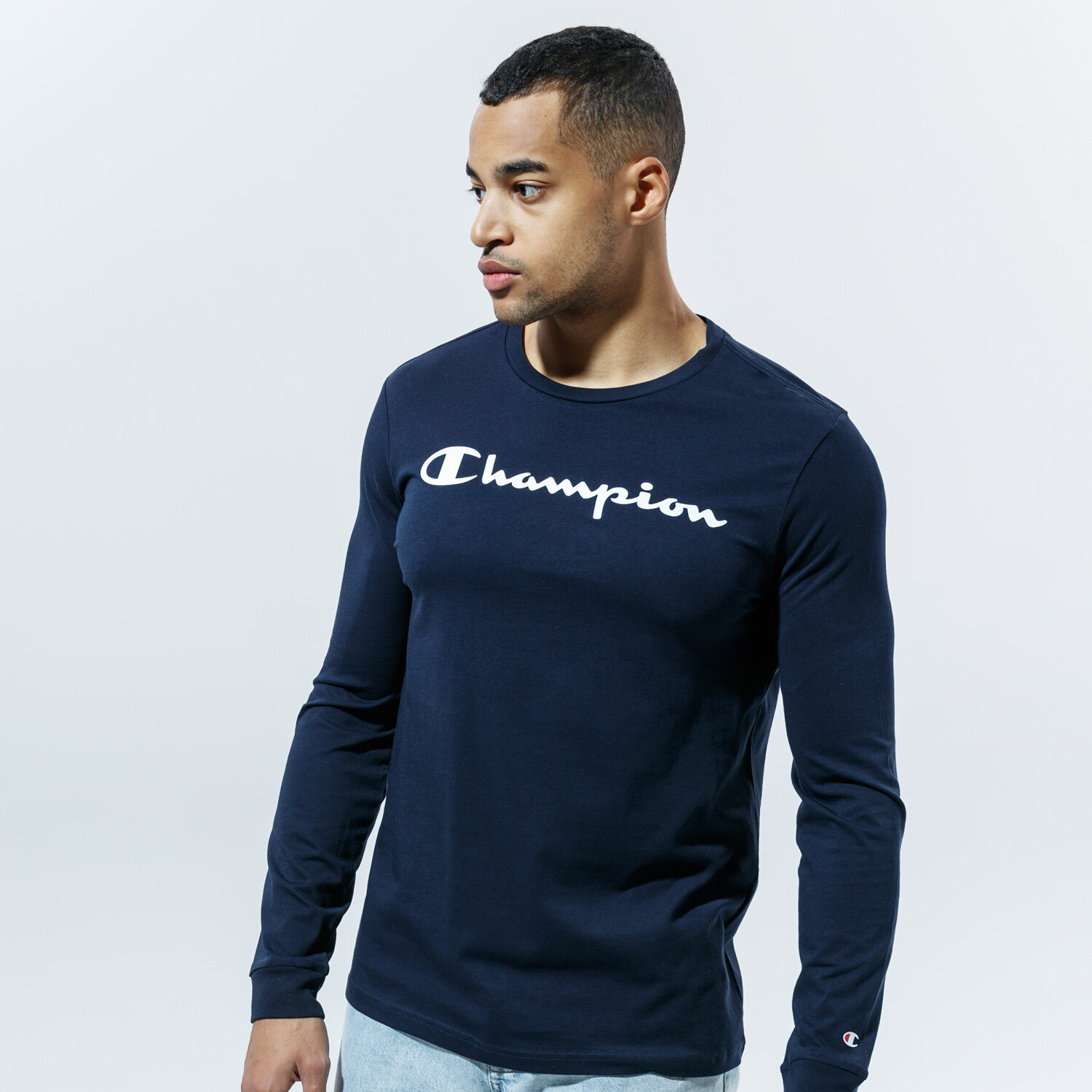 Bărbați tricou CHAMPION TRICOU CREWNECK LONG SLEEVE TRICOU 214748BS501 Bleumarin