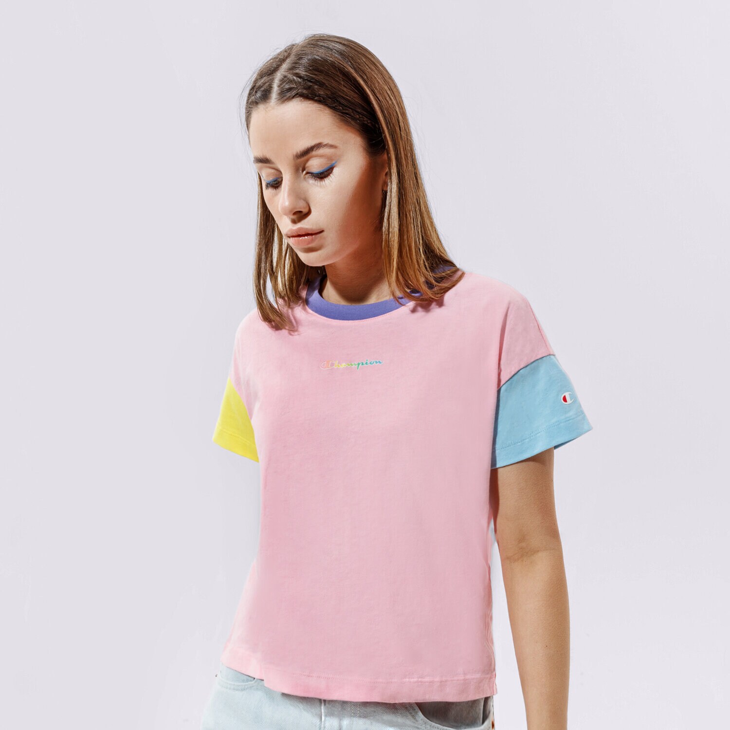 Femei tricou CHAMPION TRICOU CREWNECK CROPTOP 114329PS024 Mulicolor