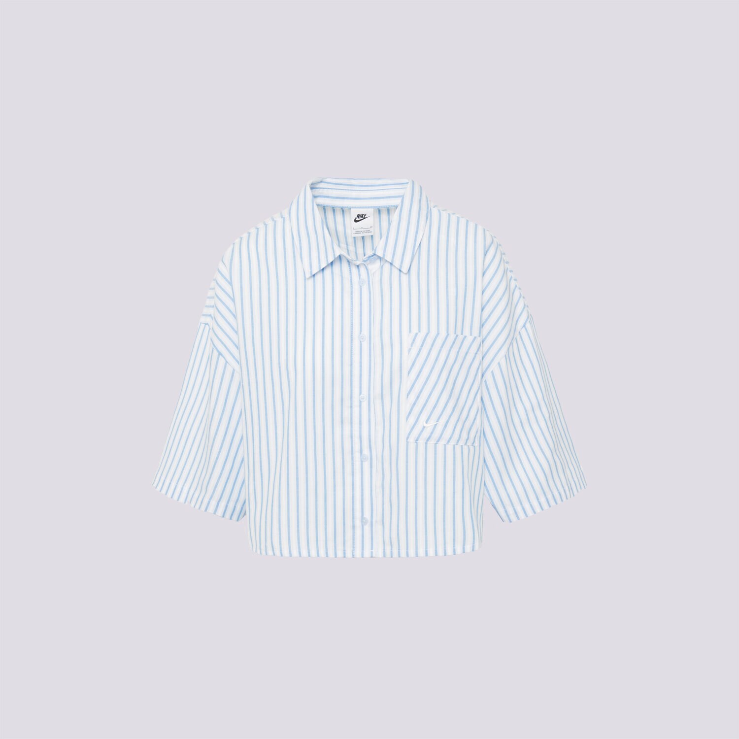 Femei tricou NIKE CĂMAșĂ W NSW OFFLN WVN PPLN STRP SS II4228-435 Albastru