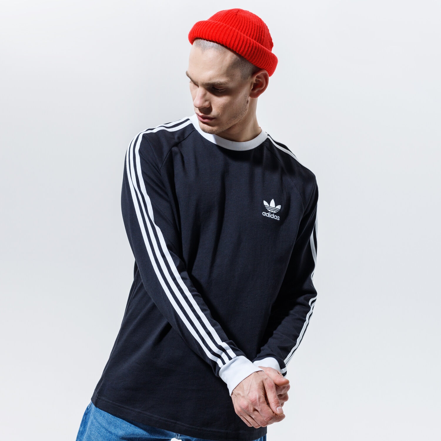 Bărbați tricou ADIDAS TRICOU 3-STRIPES LS T GN3478 Negru