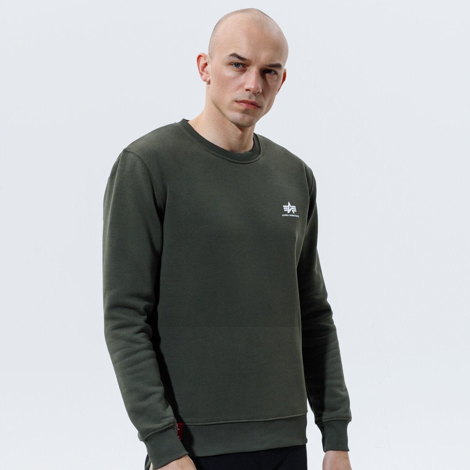 Bărbați bluză ALPHA INDUSTRIES BLUZĂ BASIC SWEATER SMALL LOGO 188307-142 Kaki