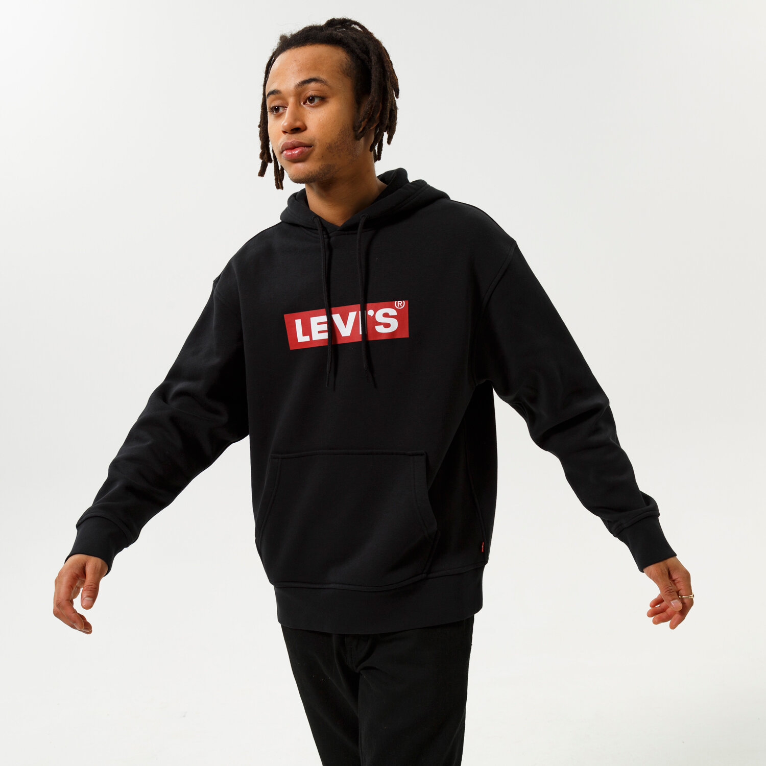 Bărbați bluză LEVI'S BOXTAB OVERHEAD HOODIE  38821-0114 Negru
