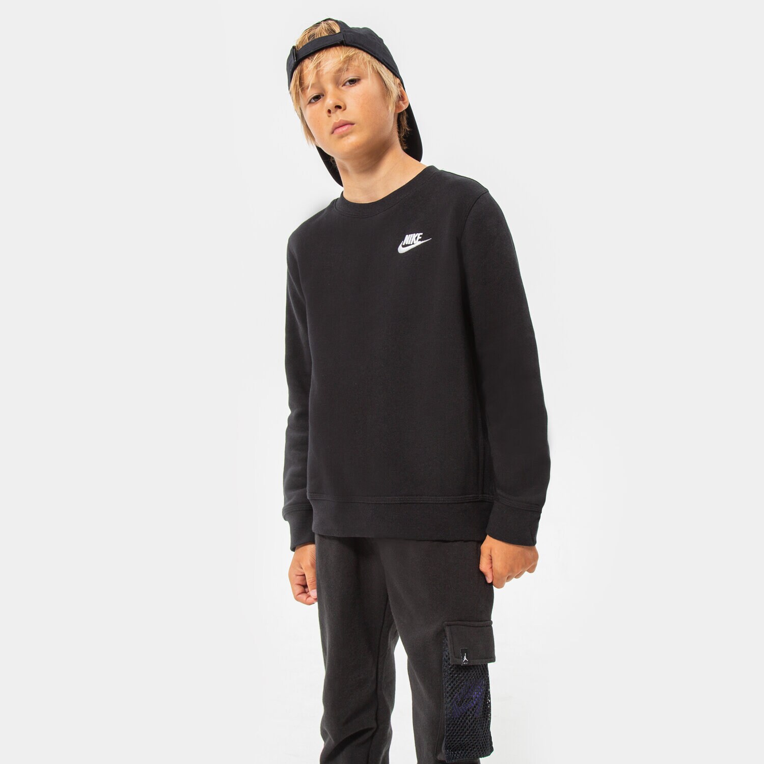 Copii bluză NIKE BLUZĂ B NSW CLUB CREW BB BOY DV1234-010 Negru