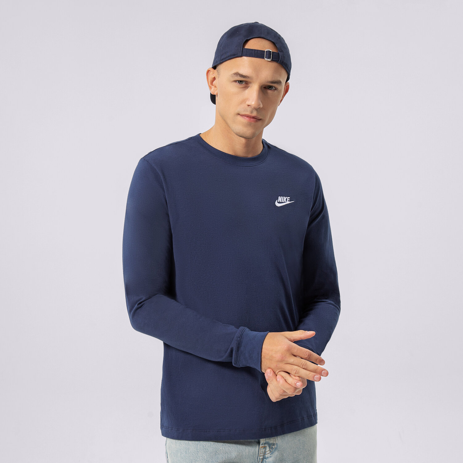 Bărbați tricou NIKE TRICOU NSW CLUB LONG-SLEEVE TEE AR5193-410 Bleumarin
