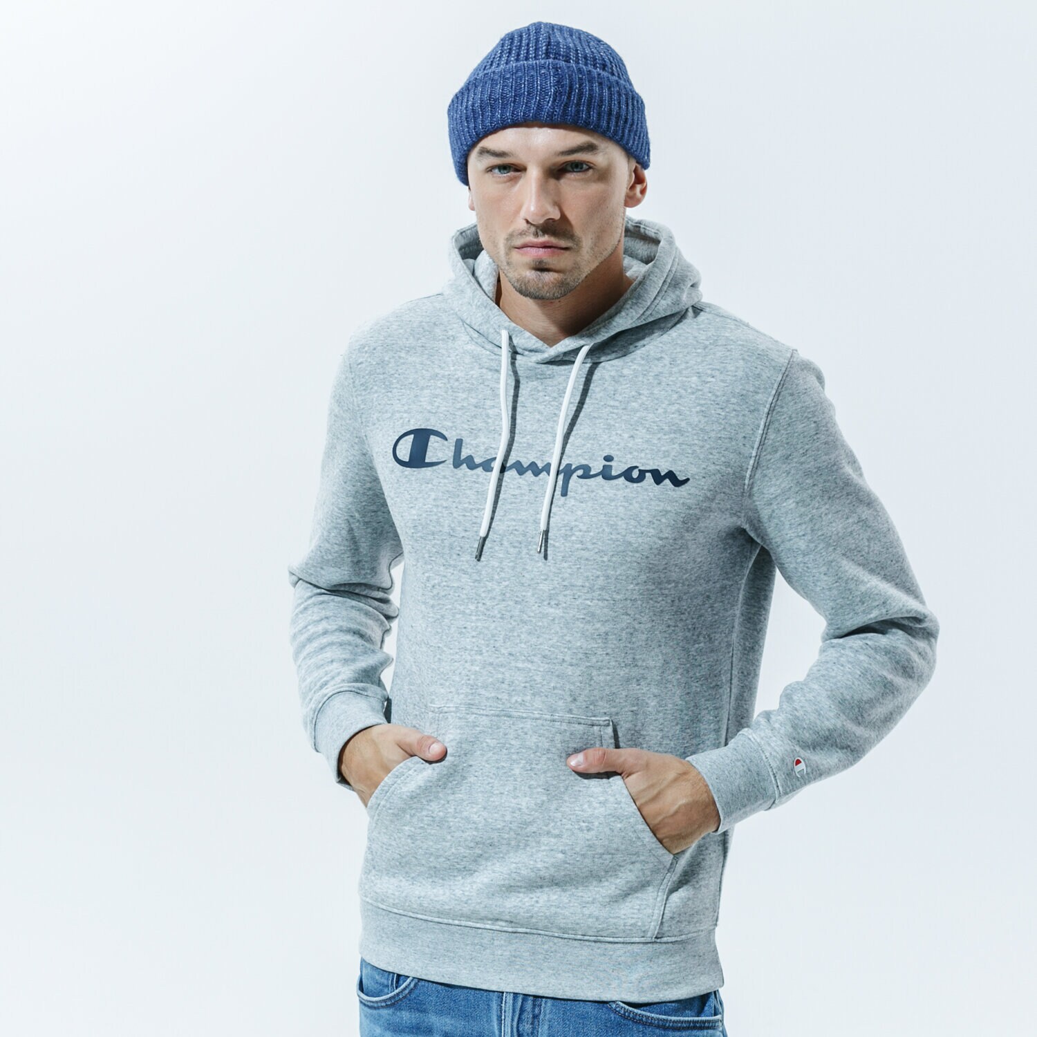 Bărbați bluză CHAMPION BLUZĂ CU GLUGĂ HOODED SWEATSHIRT 214743EM021 Gri