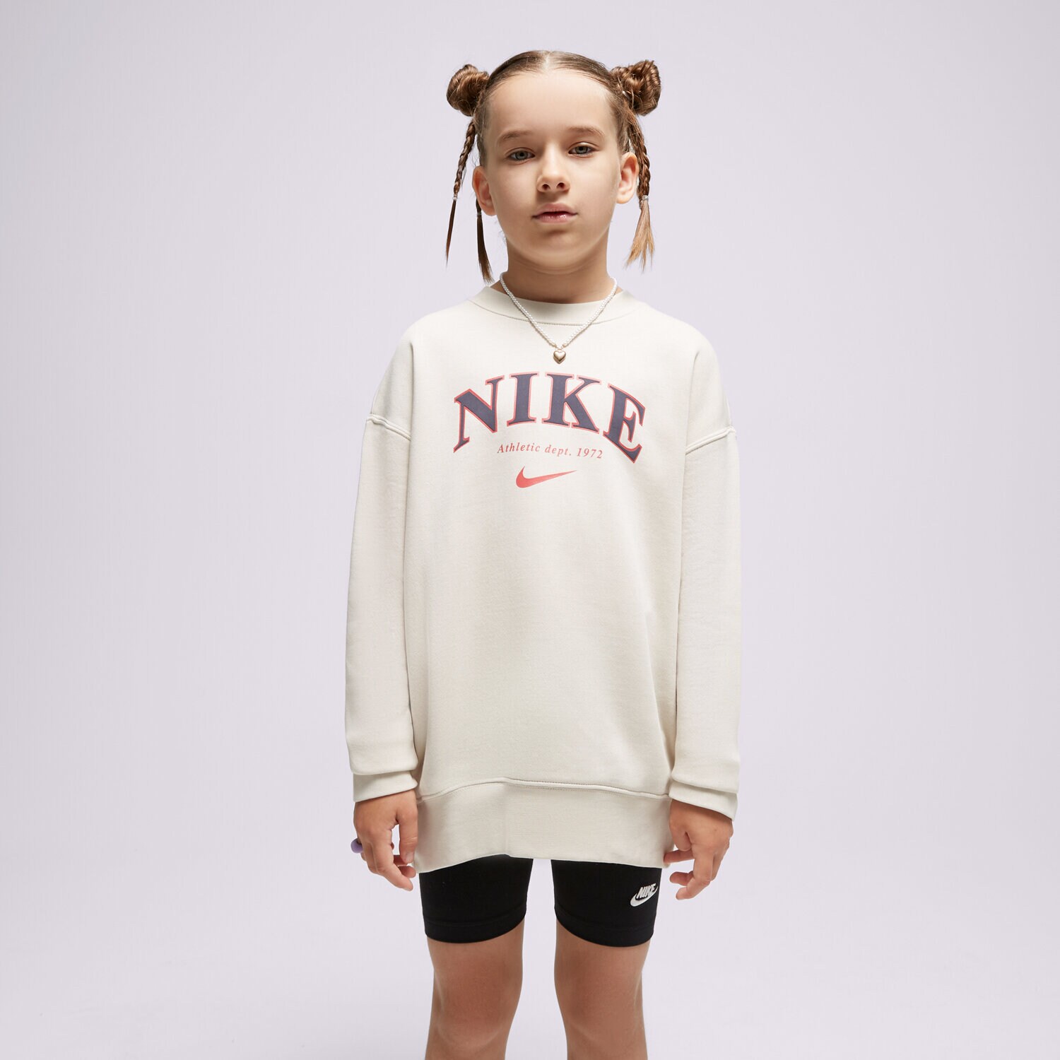 Copii bluză NIKE BLUZĂ G NSW OOS TREND CREW PRNT FJ5286-104 Gri