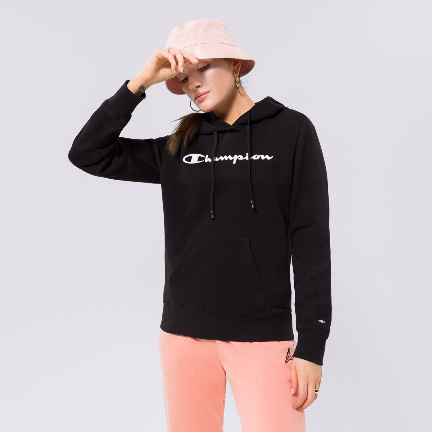 Femei bluză CHAMPION BLUZĂ CU GLUGĂ HOODED SWEATSHIRT 115687KK001 Negru
