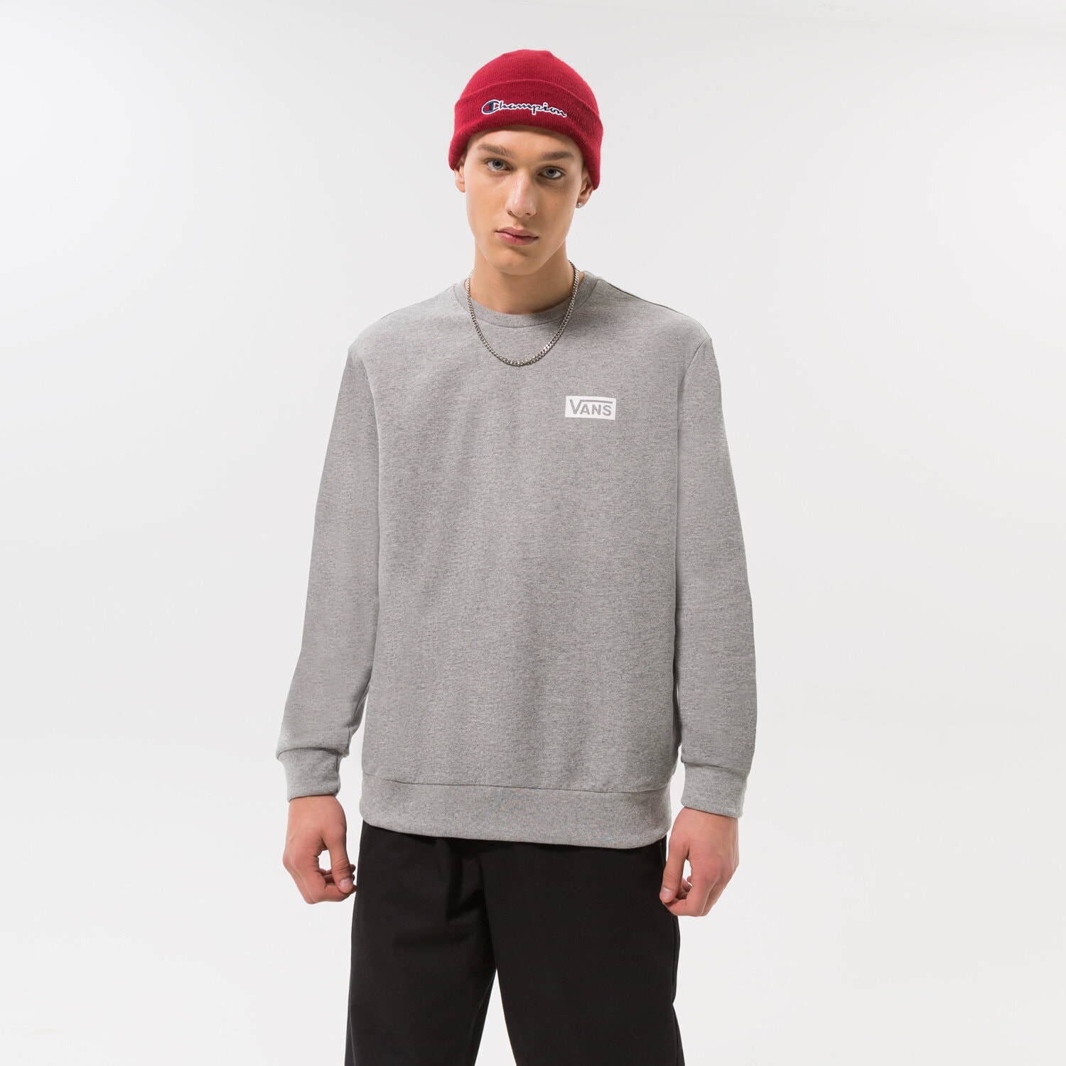 Bărbați bluză VANS BLUZĂ FOUNDATION MINI LOGO CREW VN0007FP4OU Gri