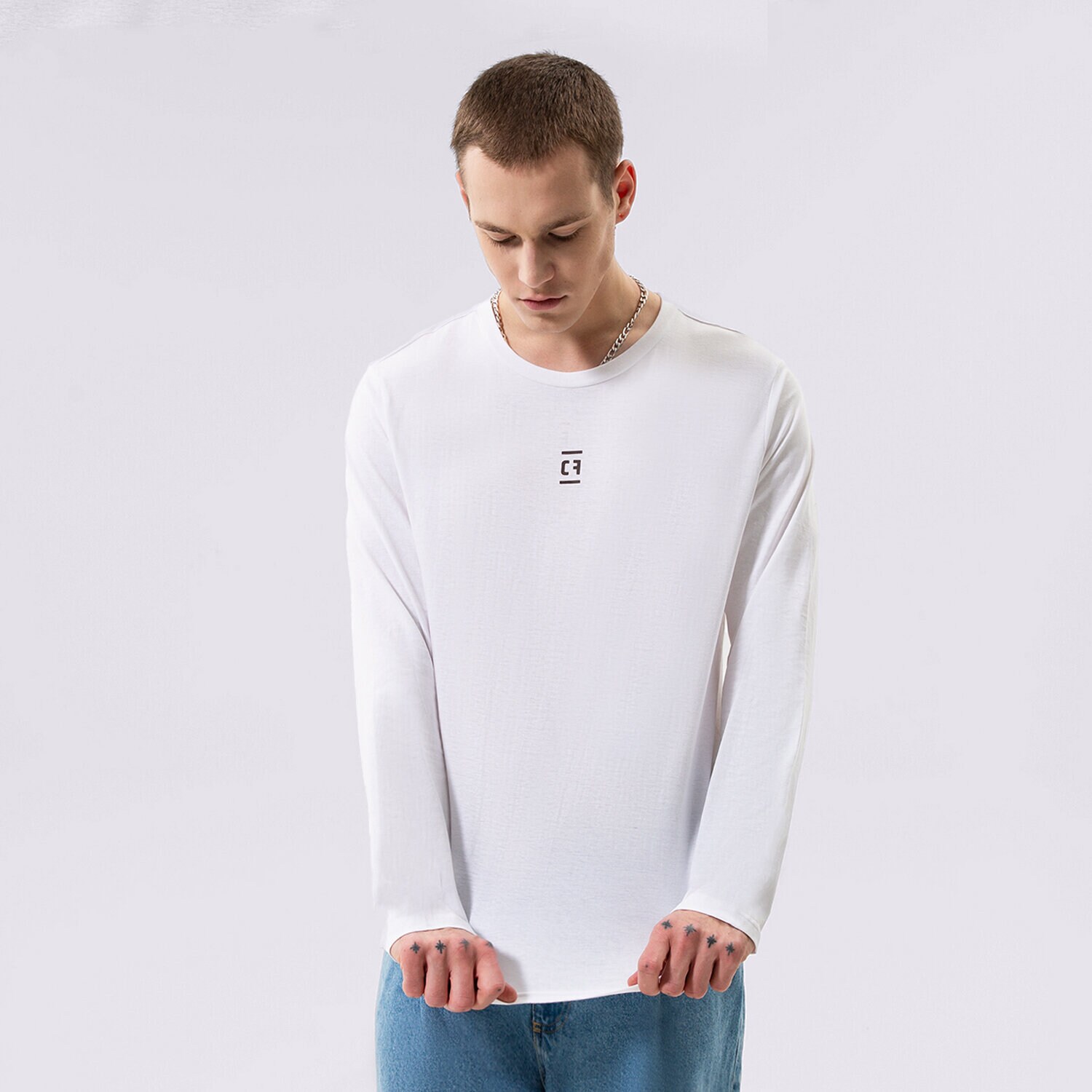 Bărbați tricou CONFRONT TRICOU CONFRONT ESSENTIAL LONG SLEEVE CF322TLM01002 Alb