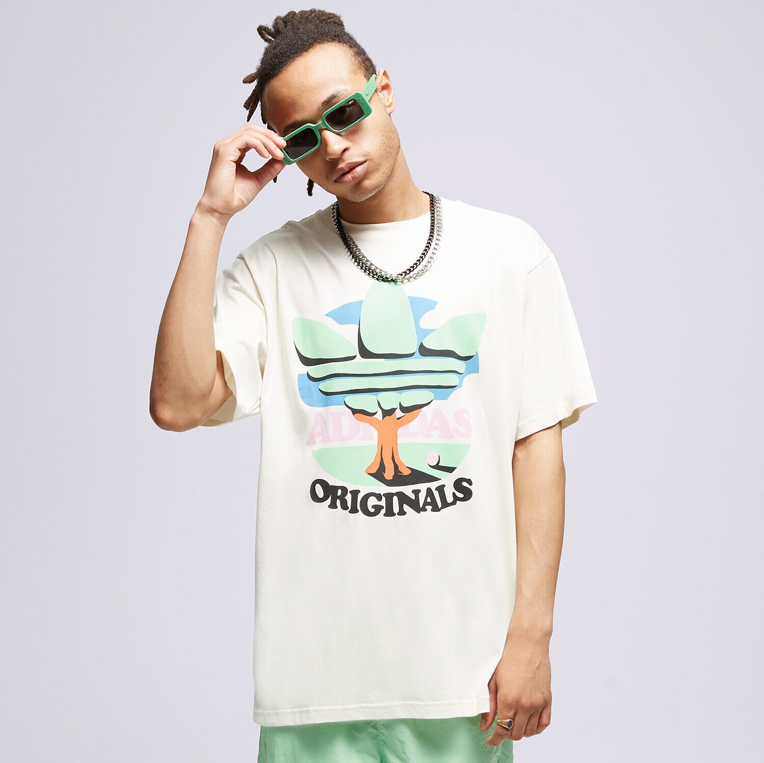 Bărbați tricou ADIDAS TRICOU TREFOIL TREE TE HI2961 Alb