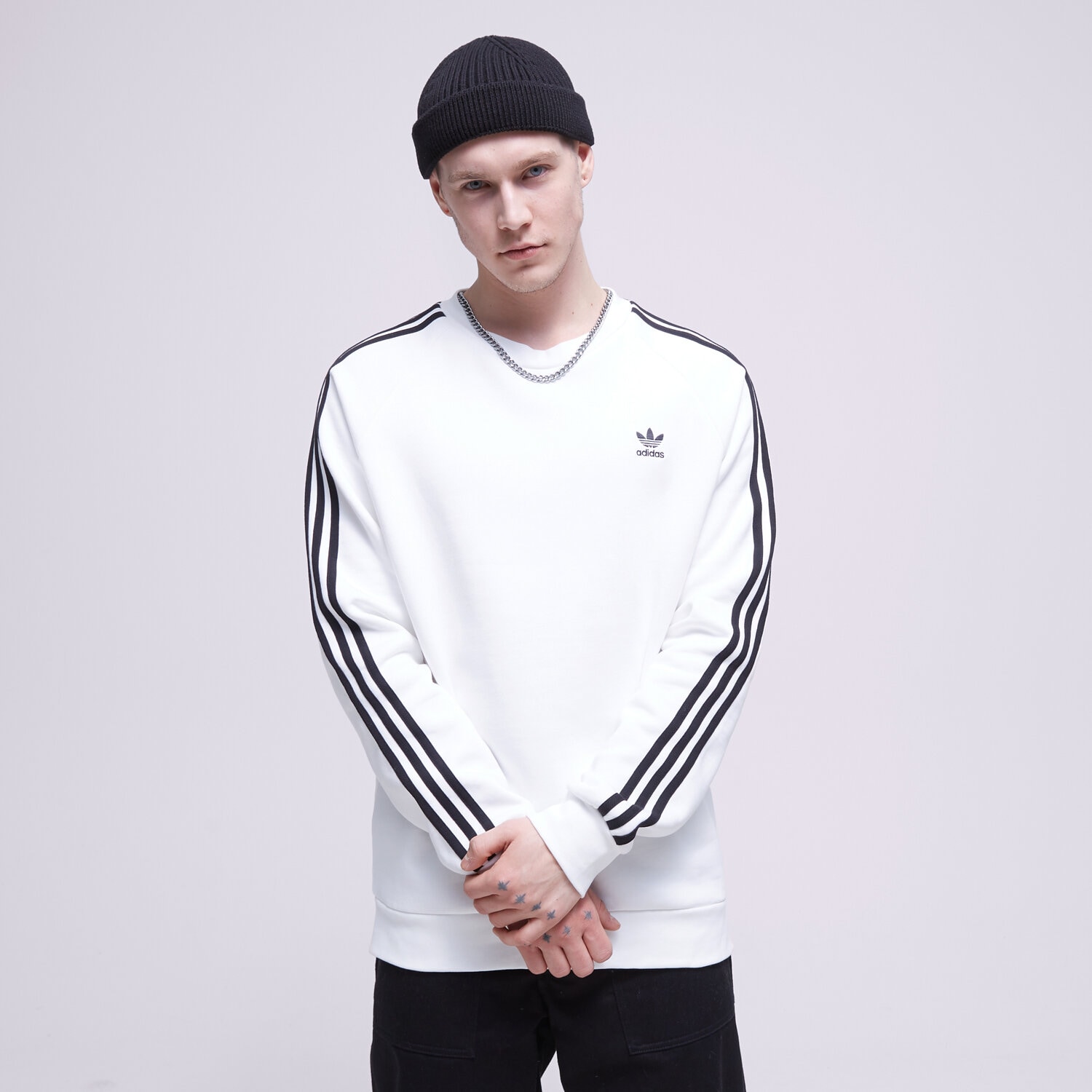 Bărbați bluză ADIDAS BLUZĂ 3-STRIPES CREW IA4862 Alb
