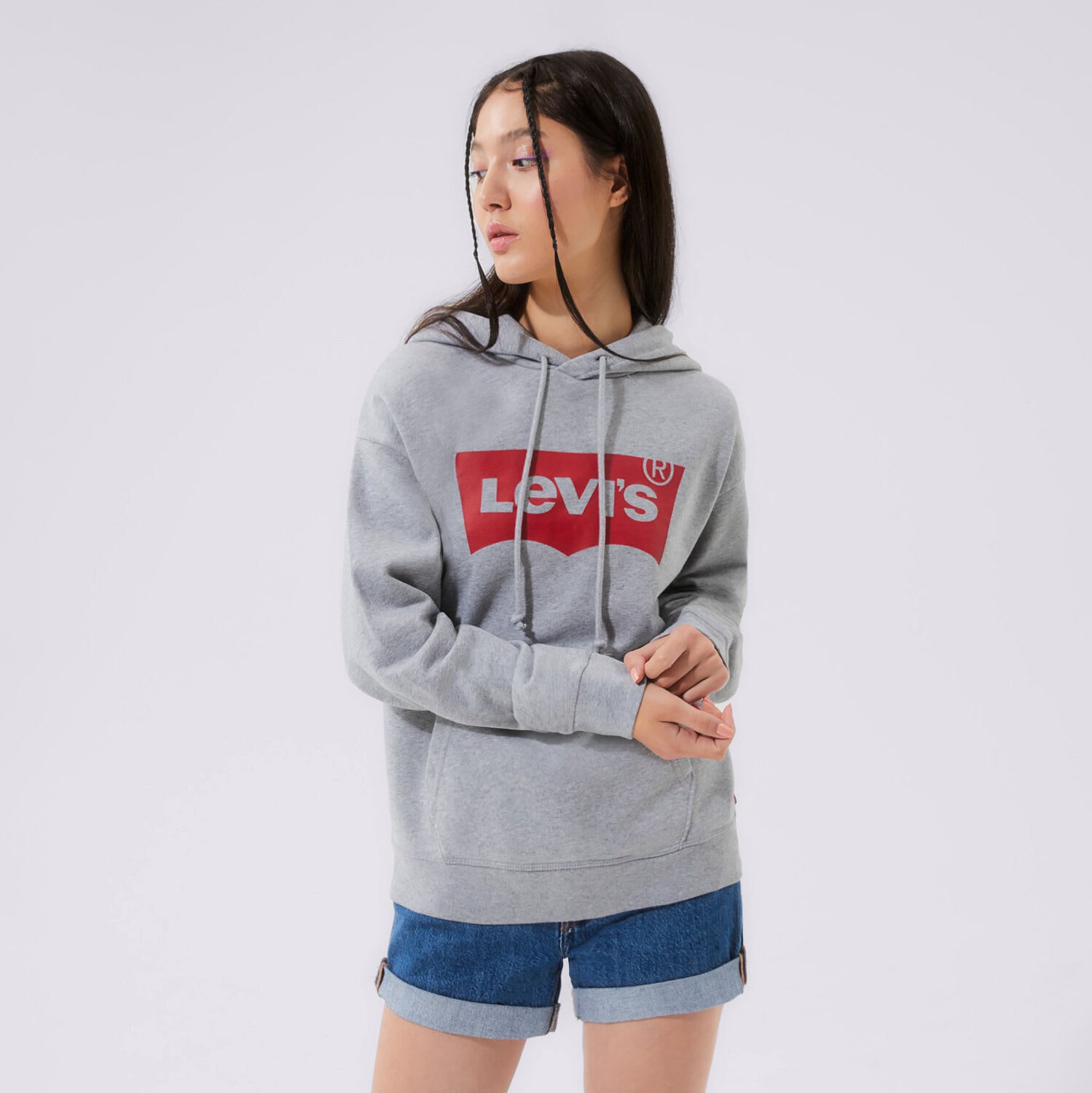 Femei bluză LEVI'S BLUZĂ CU GLUGĂ GRAPHIC STANDARD HOODIE 18487-0020 Gri