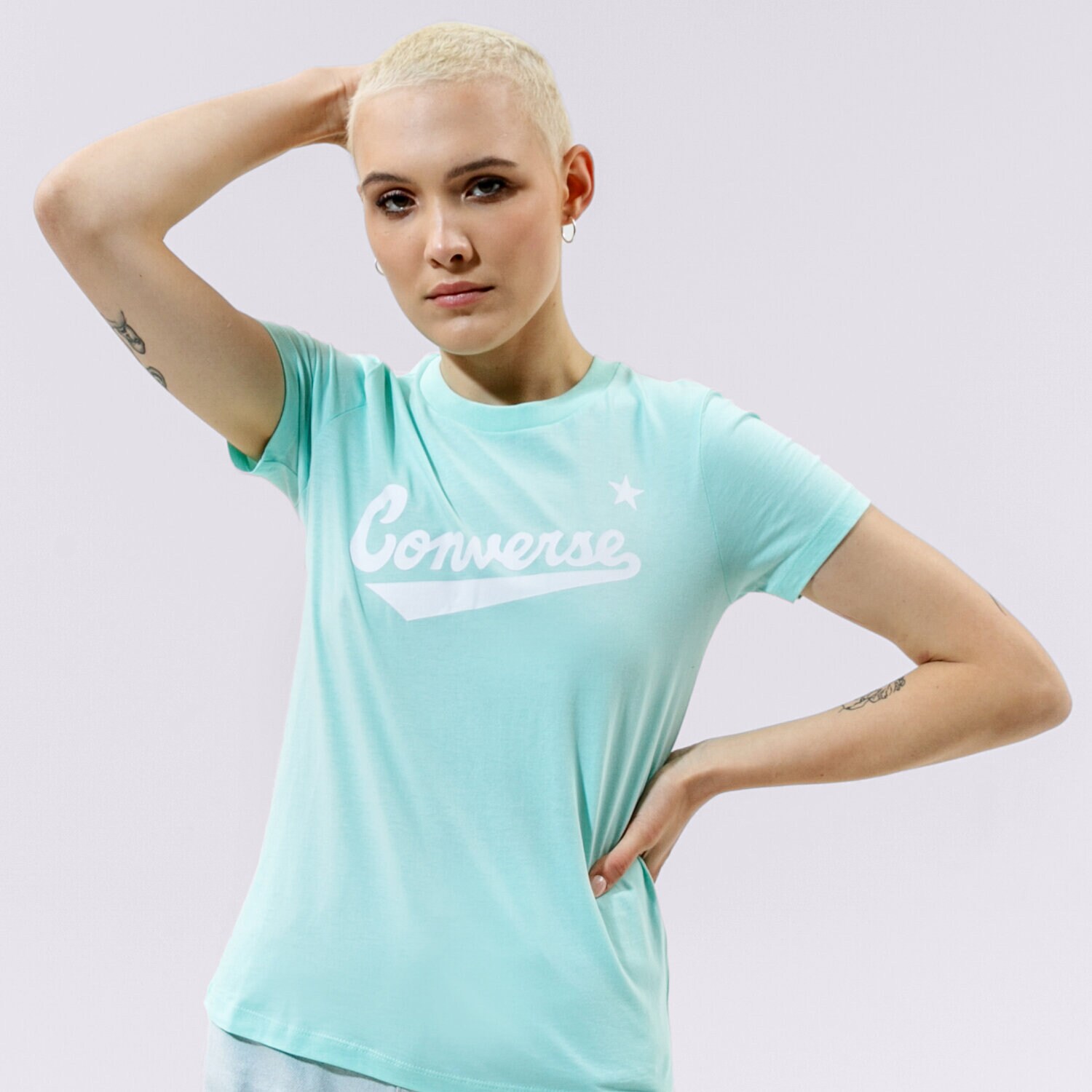 Femei tricou CONVERSE TRICOU WMN NOVA CENTER FRONT LOGO TEE 10018268-A12 verde mentă